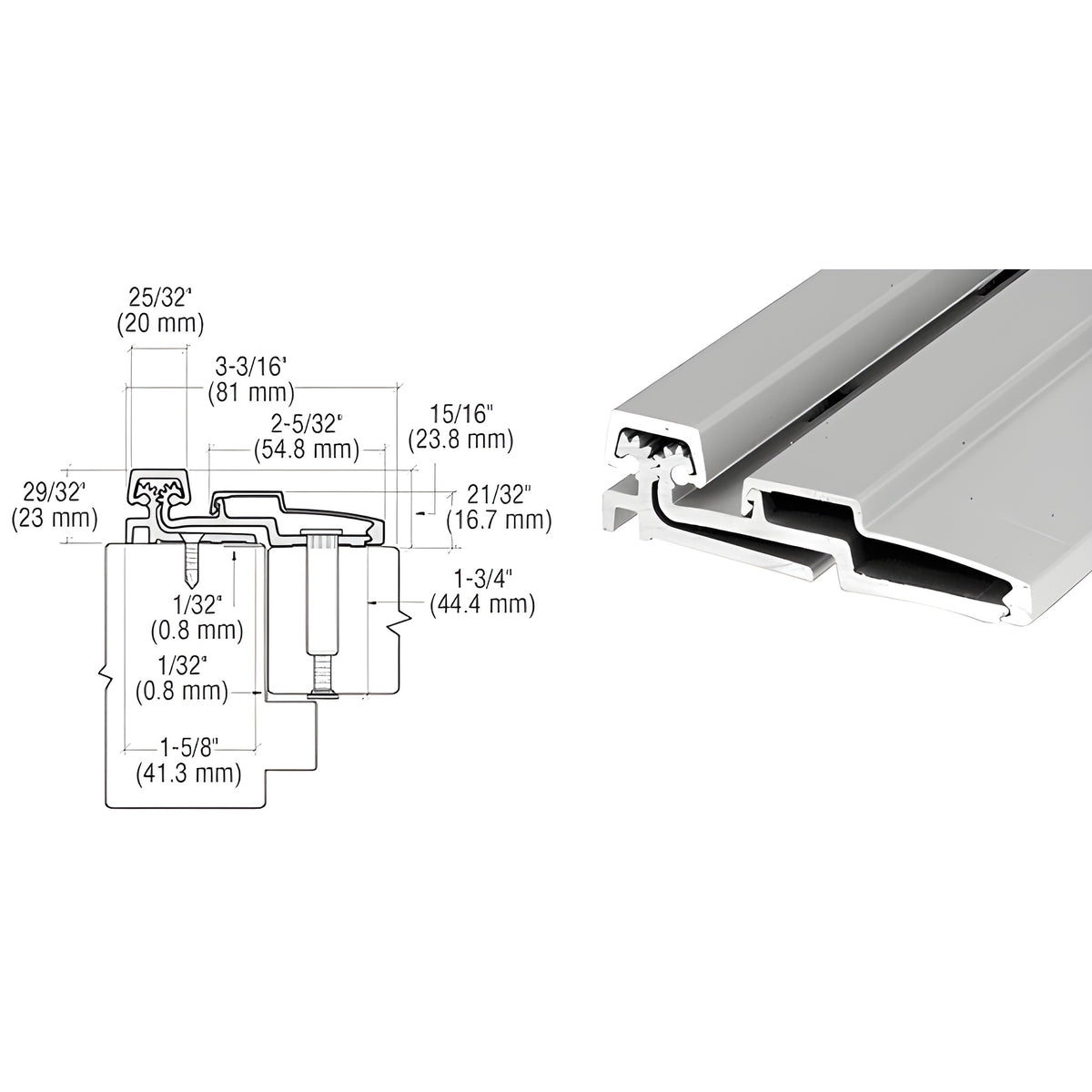 CRL Satin Anodized 83" Roton 210HD Series Heavy-Duty Full Surface Hinge