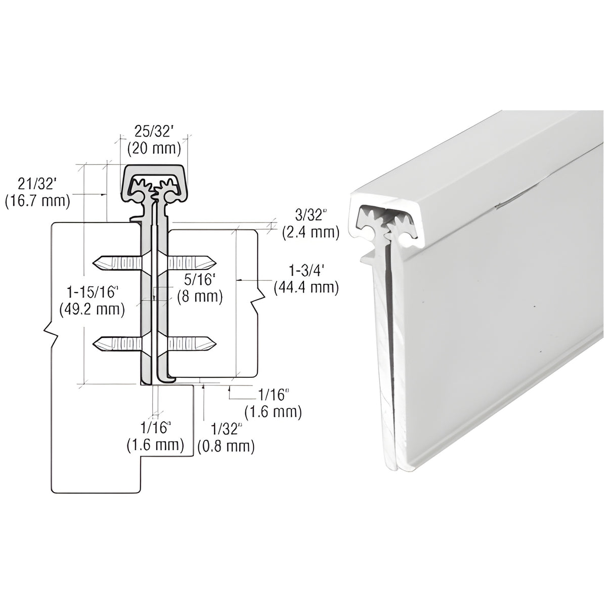 CRL Satin Anodized 83" Roton 224 Series Concealed Leaf Hinge with Lip for 1-3/4" Entry Door