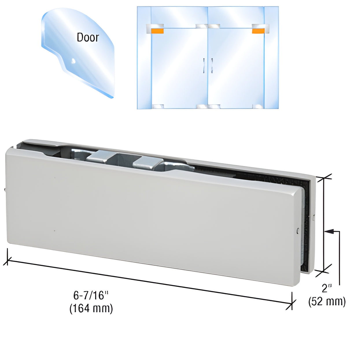 CRL Satin Anodized Adjustable European Top Door Patch Fitting