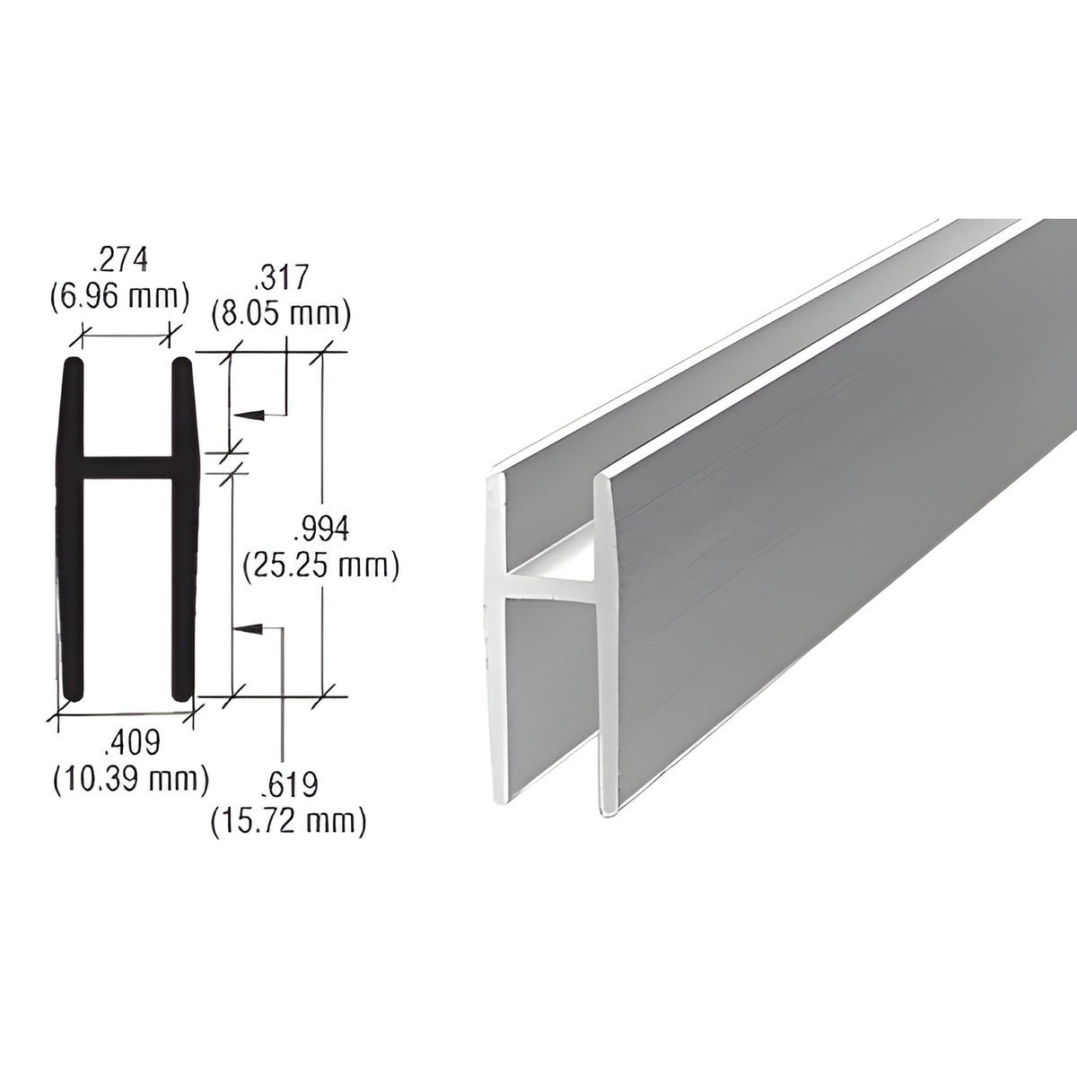 CRL Satin Anodized Aluminum D5610 'H' Bar