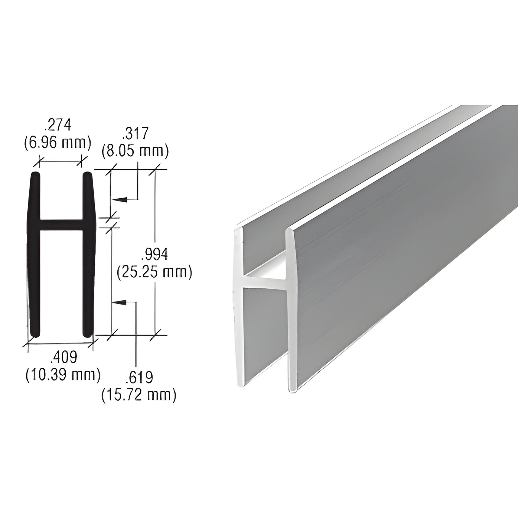 CRL Satin Anodized Aluminum D5610 'H' Bar