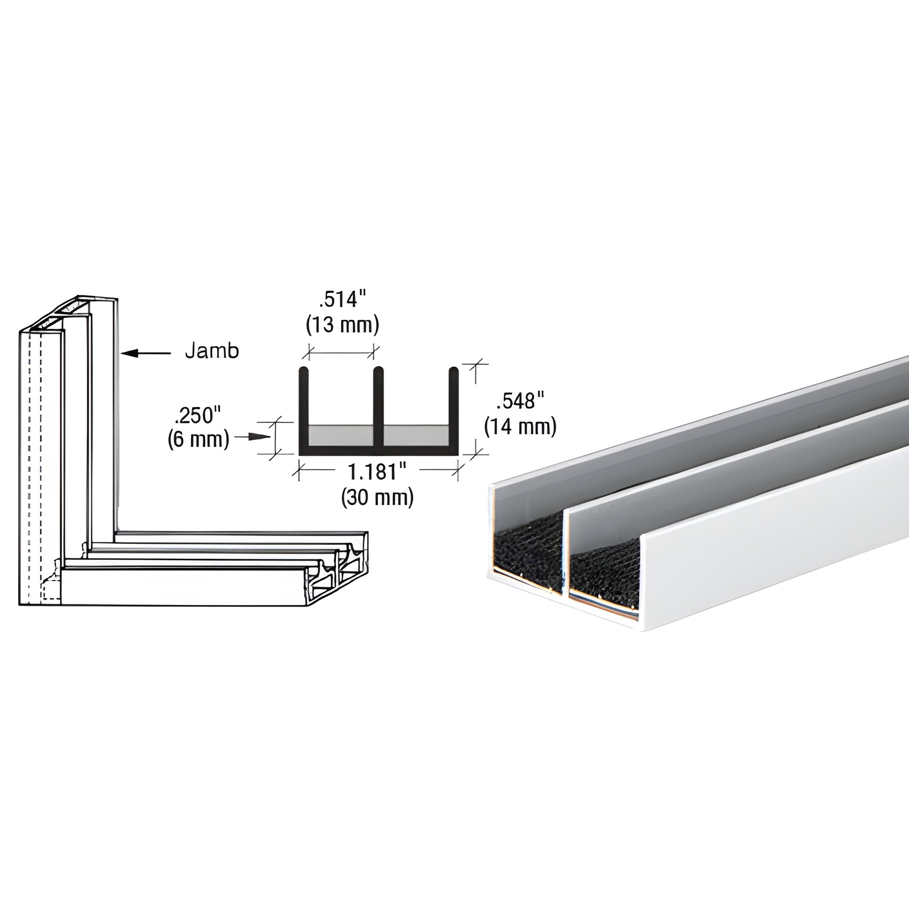 CRL Satin Anodized Aluminum Double Jamb with Sponge Rubber Lining