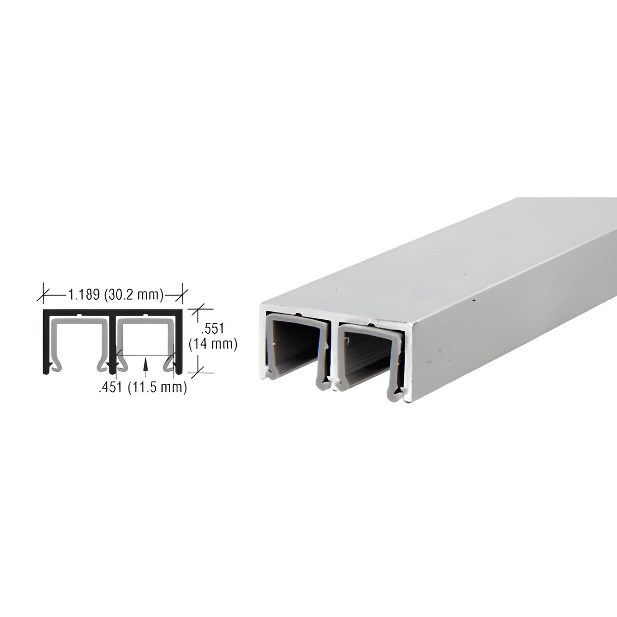 CRL Satin Anodized Aluminum Plastic Lined Double Upper Channel