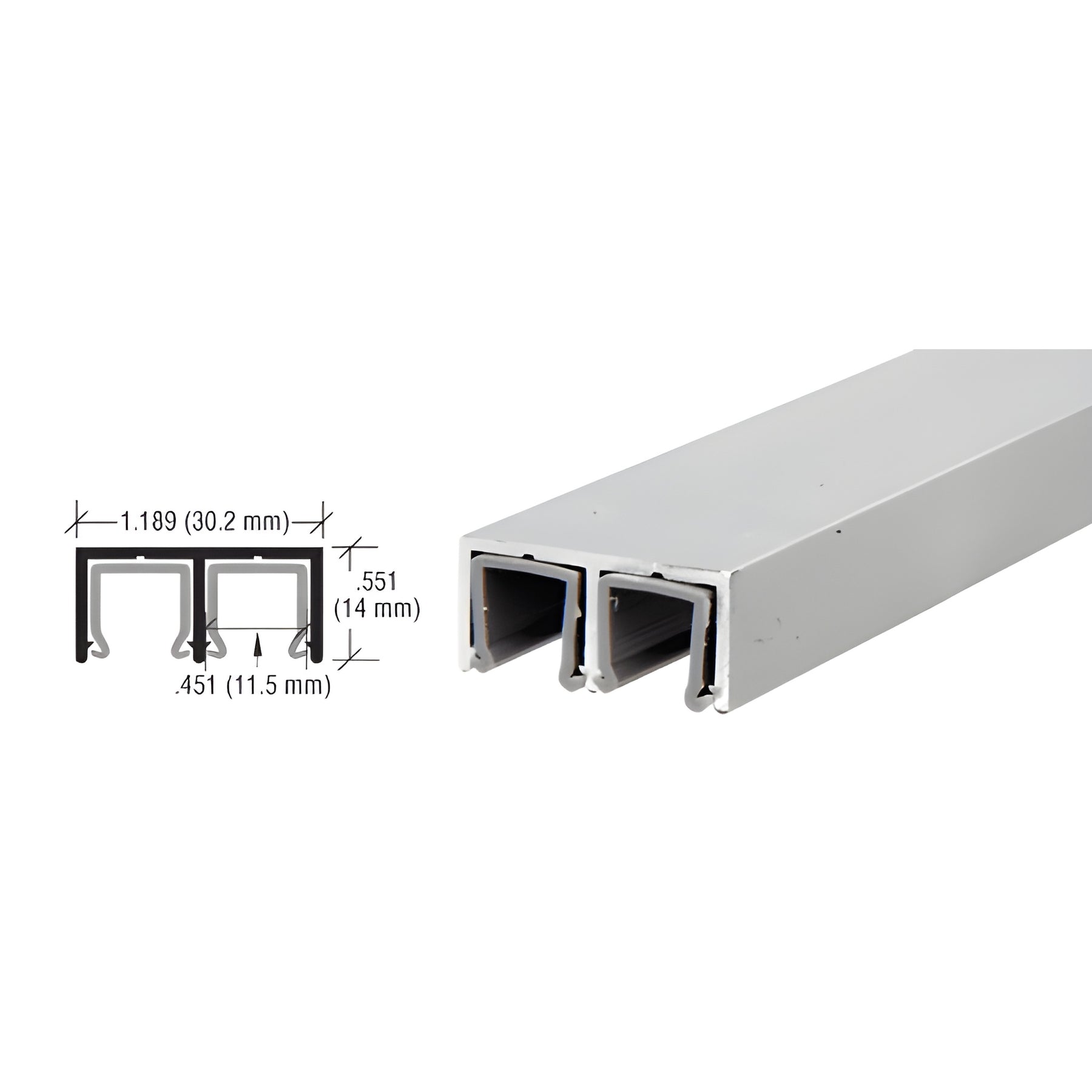 CRL Satin Anodized Aluminum Plastic Lined Double Upper Channel