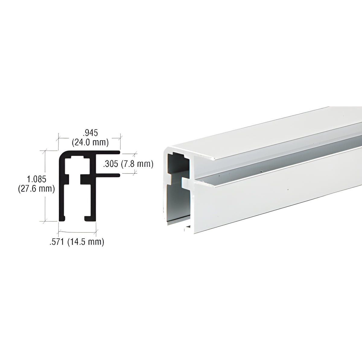 CRL Satin Anodized Aluminum Showcase Top Rail Extrusion