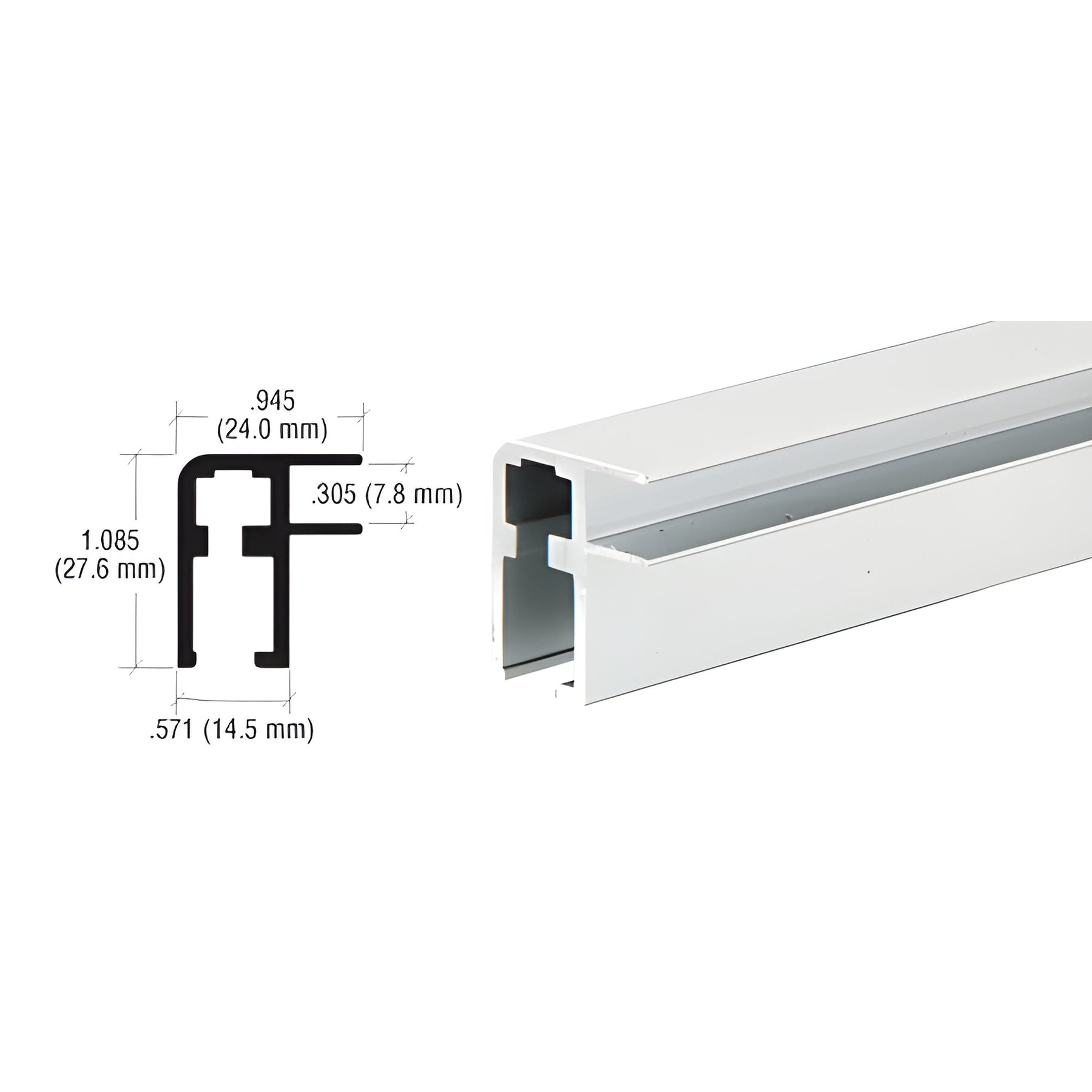 CRL Satin Anodized Aluminum Showcase Top Rail Extrusion