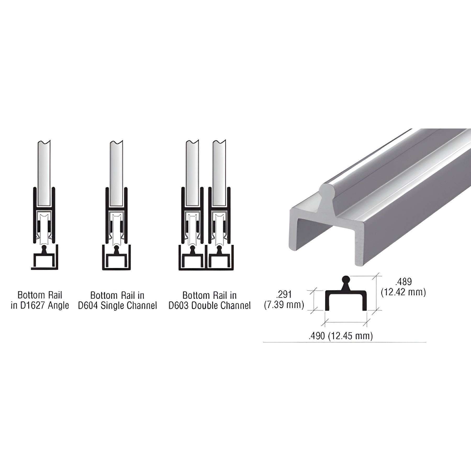 CRL Satin Anodized Aluminum Single Bottom Rail