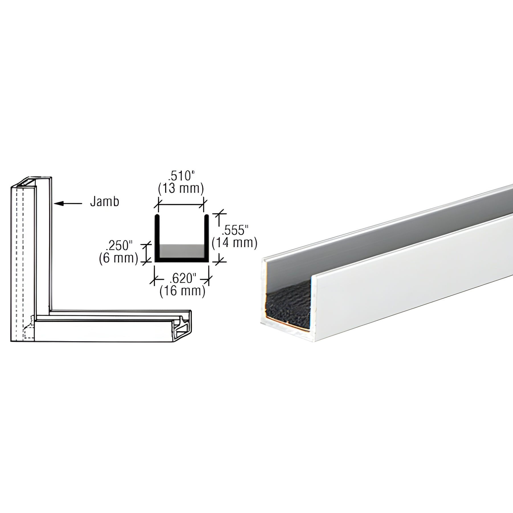 CRL Satin Anodized Aluminum Single Jamb with Sponge Rubber Lining
