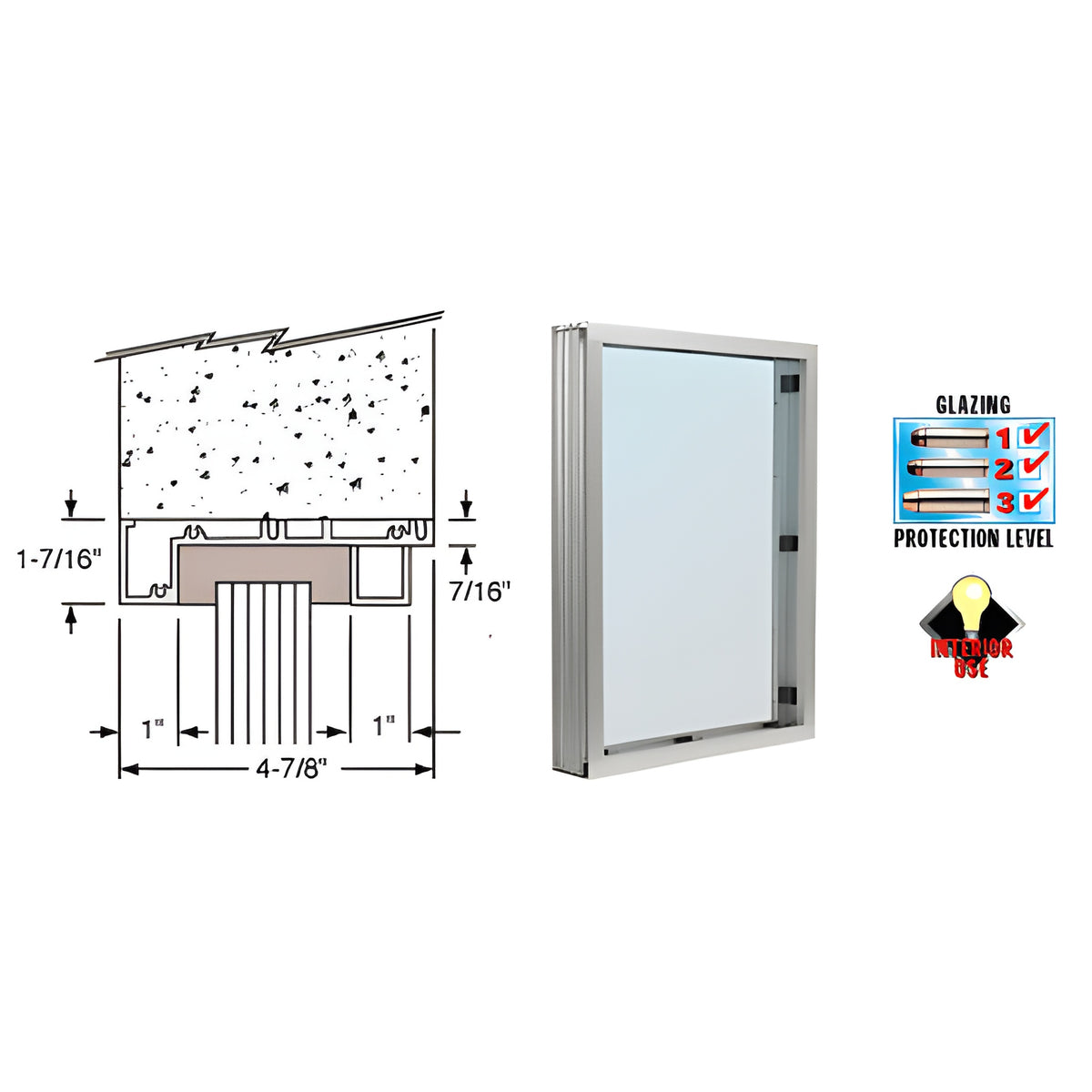 CRL Satin Anodized Aluminum Standard Inset Frame Interior Glazed Vision Window