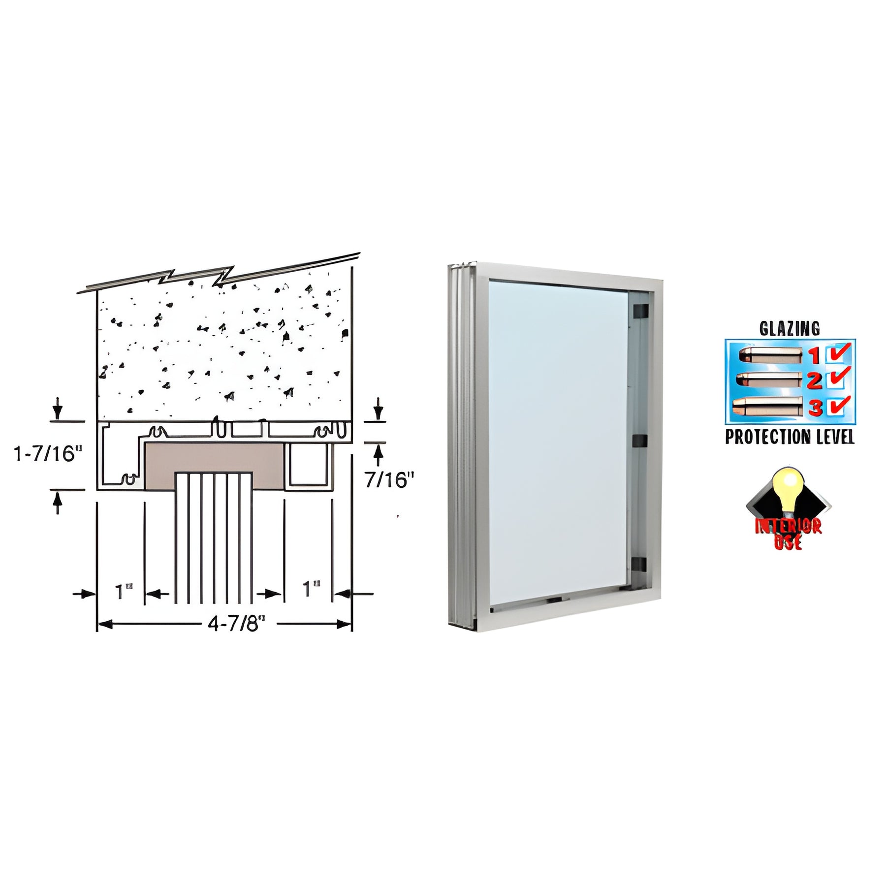 CRL Satin Anodized Aluminum Standard Inset Frame Interior Glazed Vision Window