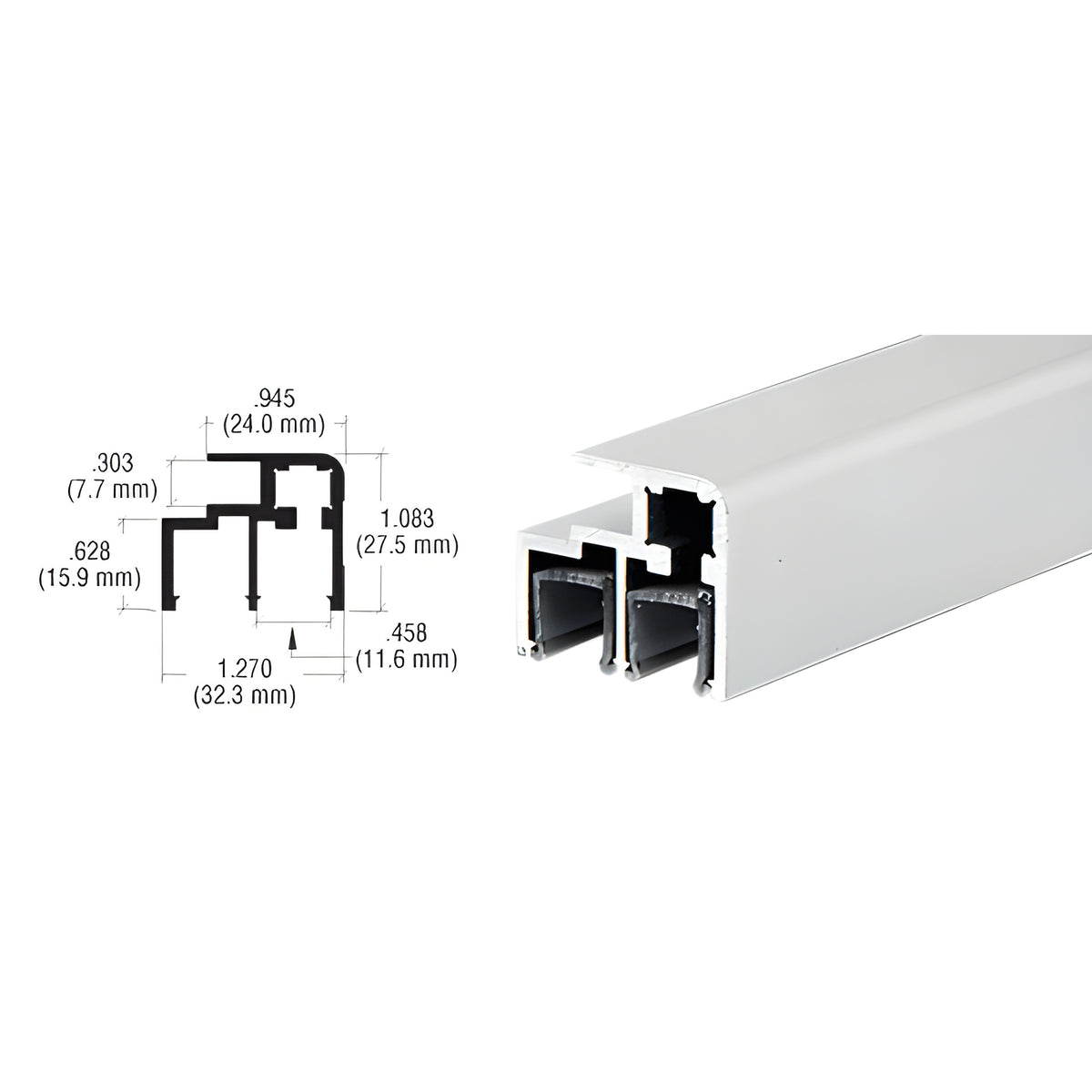 CRL Satin Anodized Aluminum Top Rail Extrusion for Sliding Door