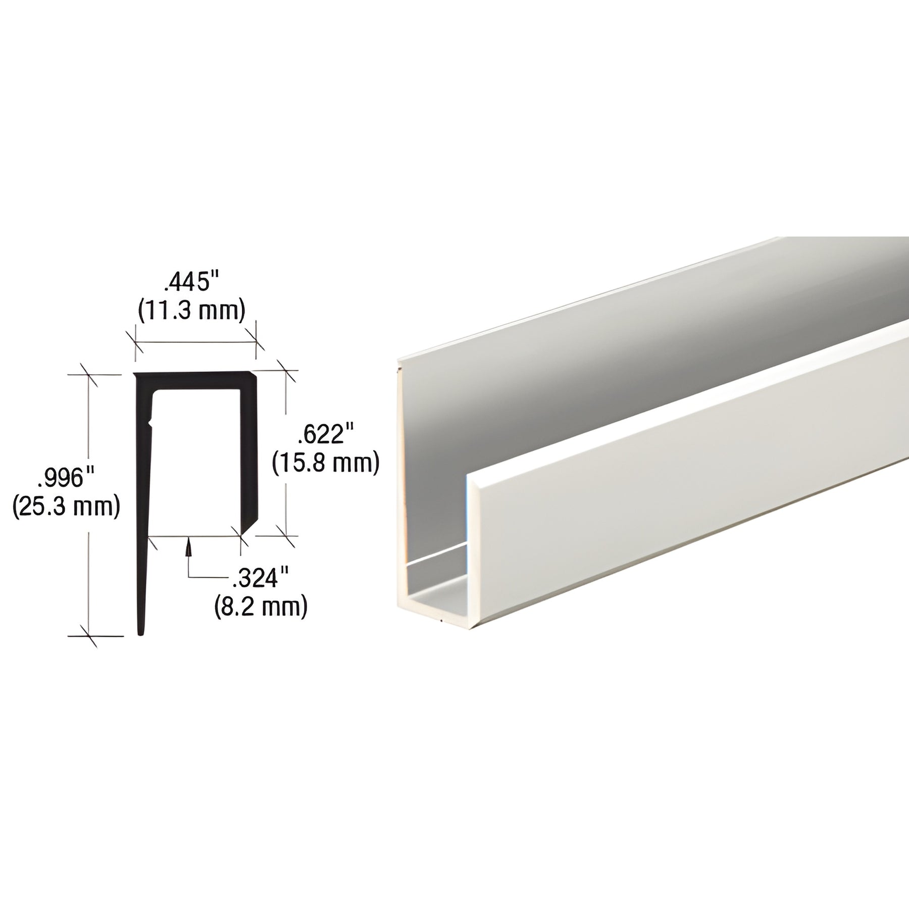 CRL Satin Anodized Canadian Style 1/4" Deep Nose "J" Channel