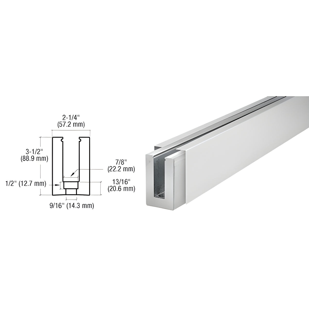 CRL Satin Anodized Custom B5L Low Profile Shoe Drilled for 1/2" to 5/8" Glass