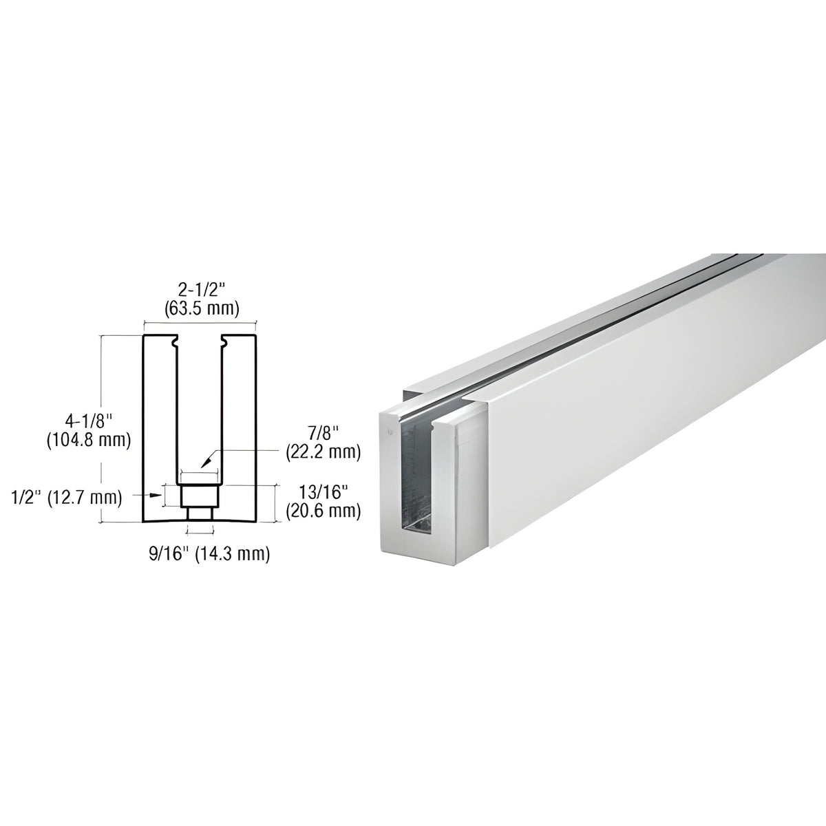 CRL Satin Anodized Custom B5S Series Square Base Shoe Drilled for 1/2" Glass