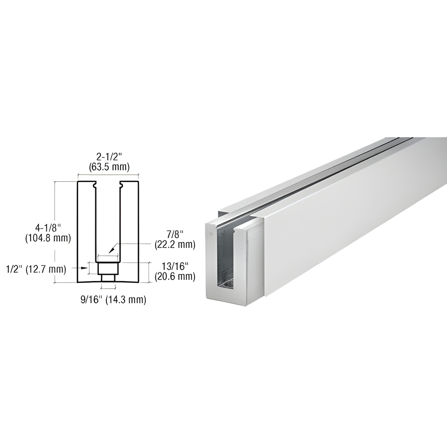 CRL Satin Anodized Custom B5S Series Square Base Shoe Drilled for 1/2" Glass