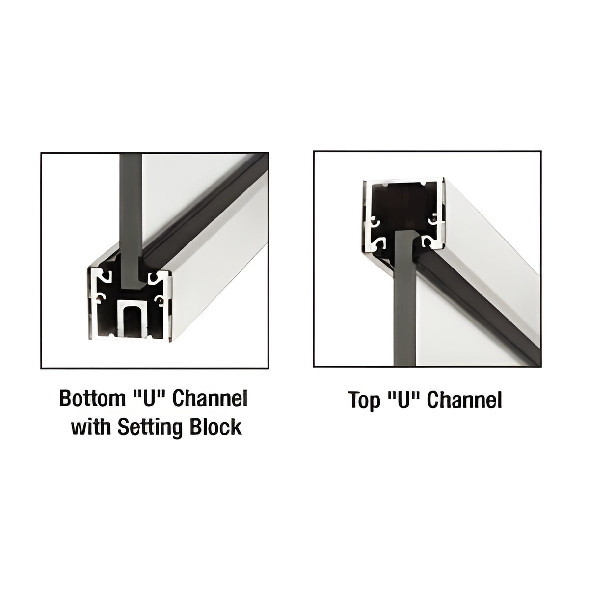 CRL Satin Anodized Custom Length U-Channel with Roll-In Top Load Gasket