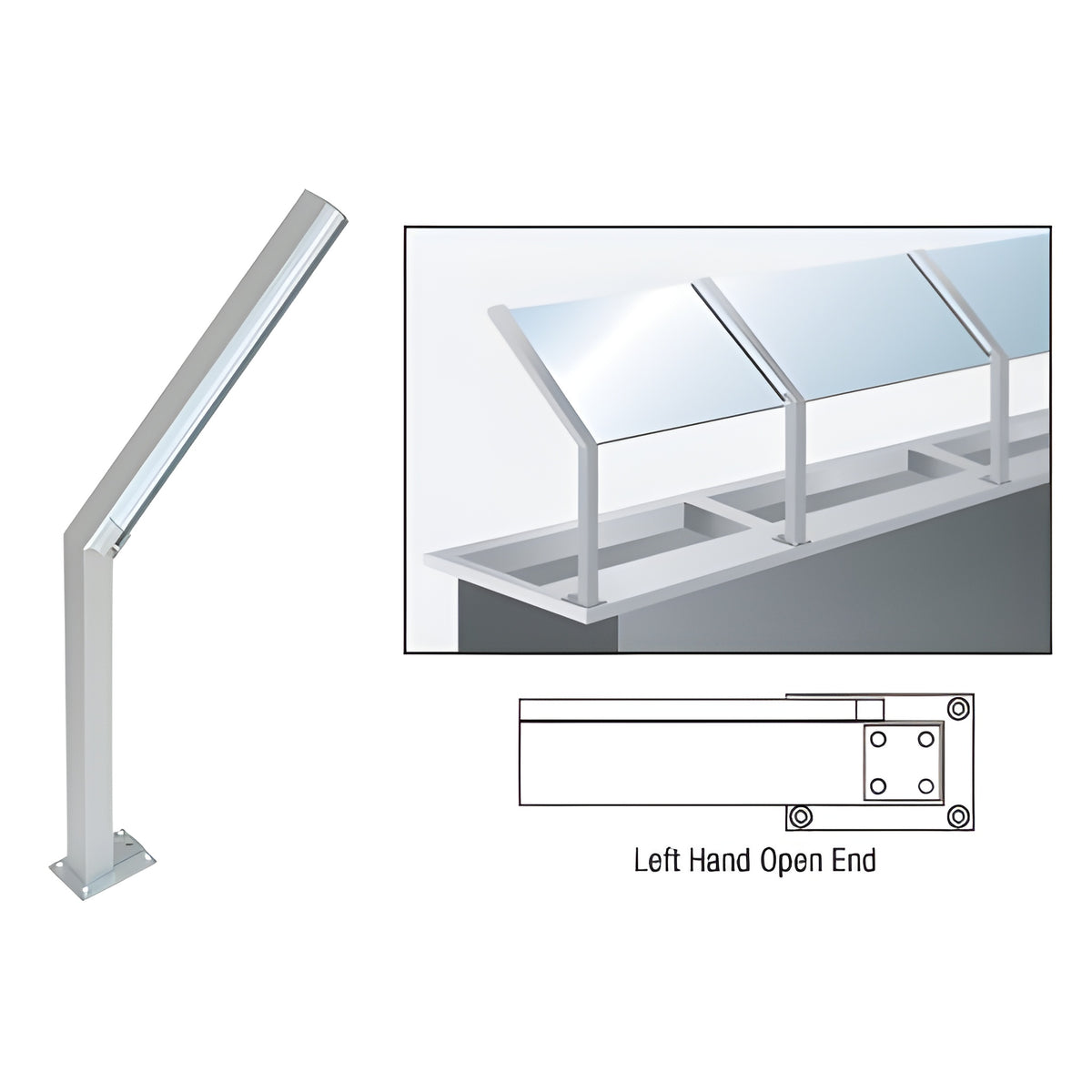 CRL Satin Anodized D999 Series 23" Left Hand Open End Sneeze Guard Post