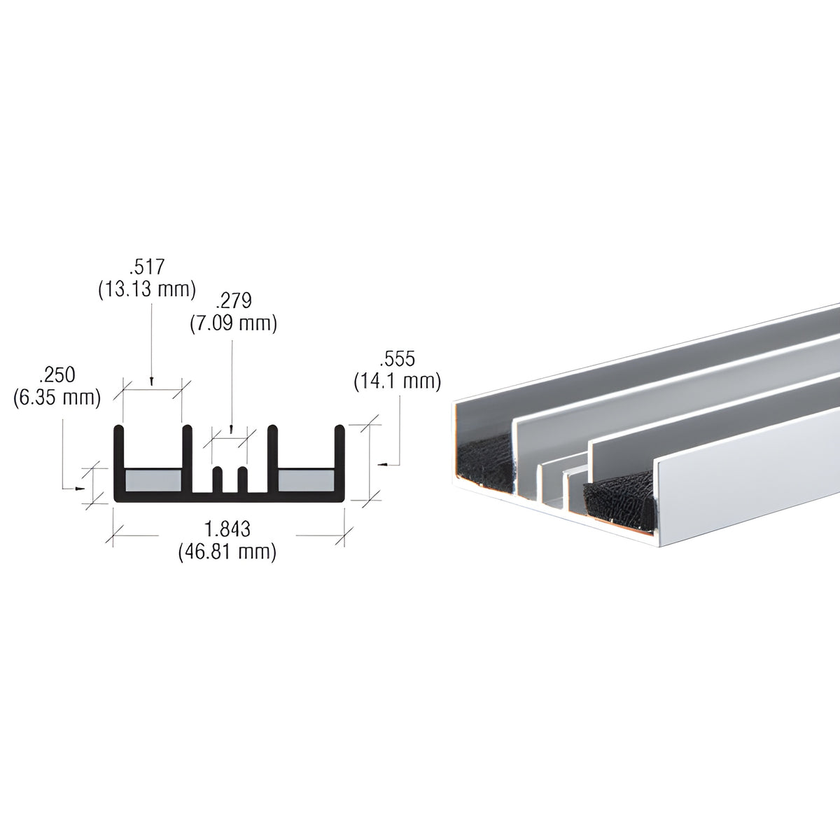 CRL Satin Anodized Double Jamb Extrusion With Cushion