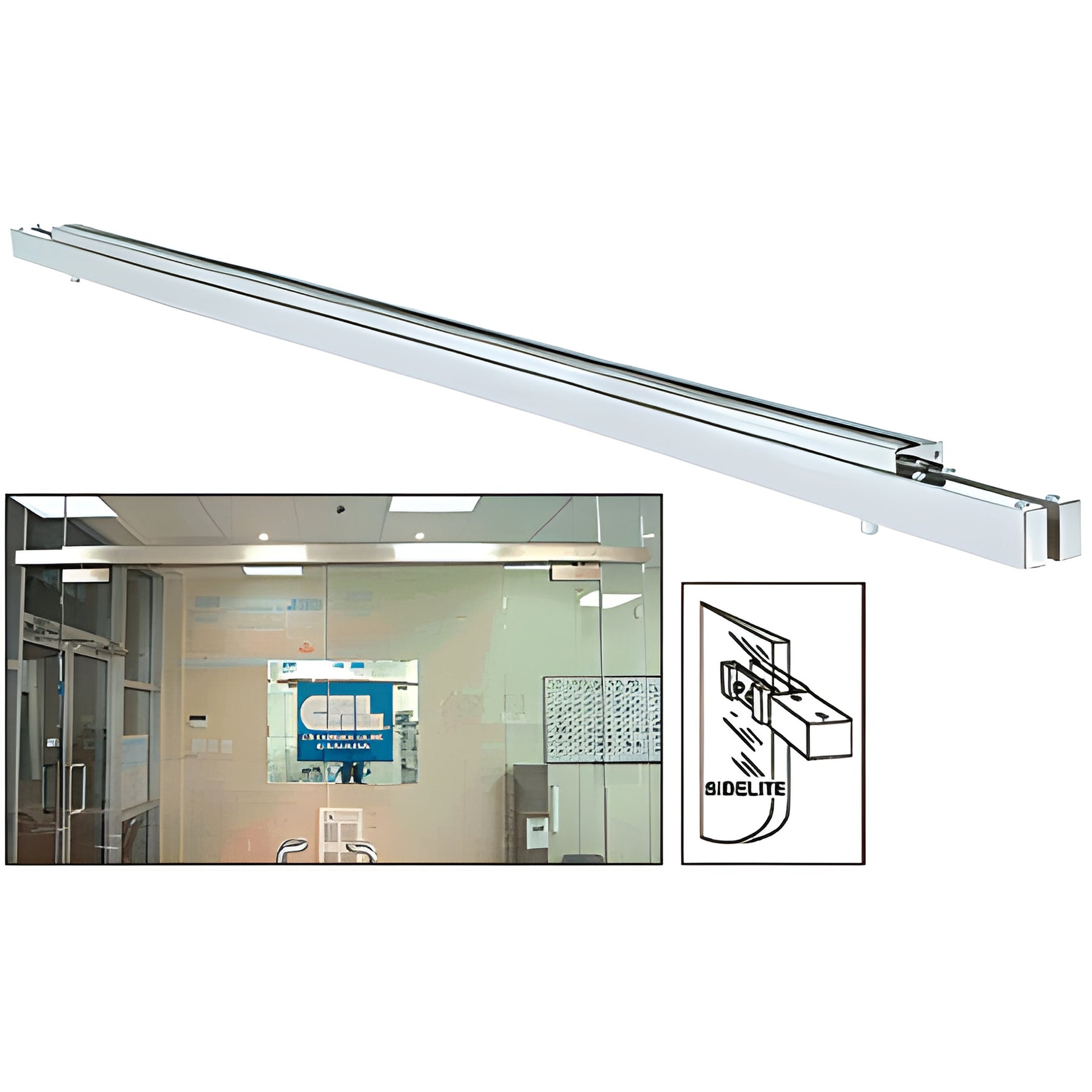 CRL Satin Anodized Double Narrow Floating Header with Surface Mounted Top Pivots - Custom Length