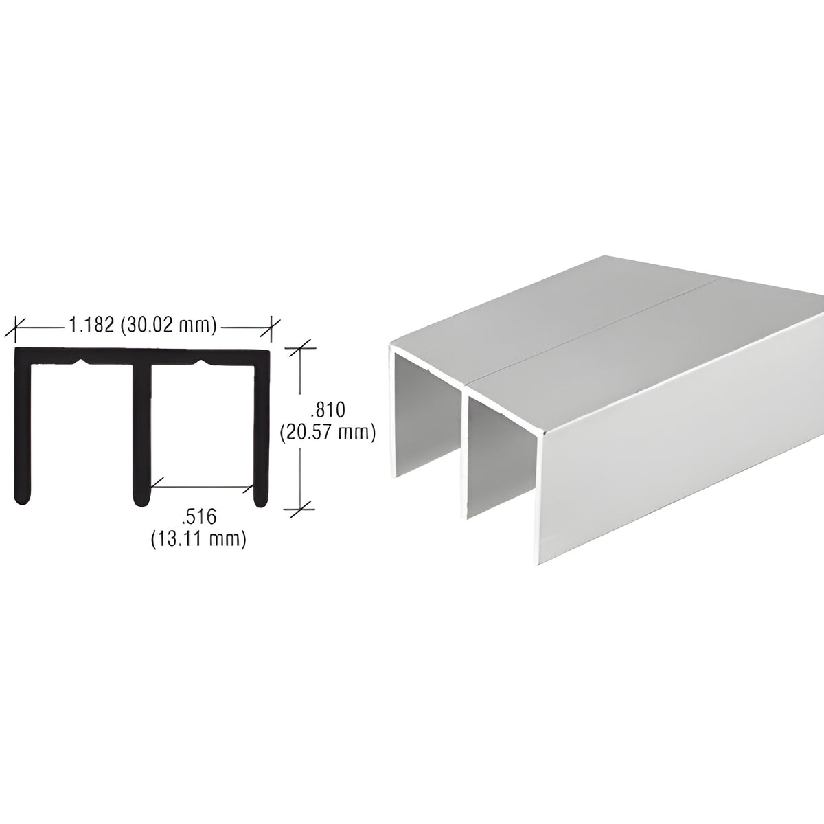 CRL Satin Anodized Extra Depth Aluminum Upper Channel