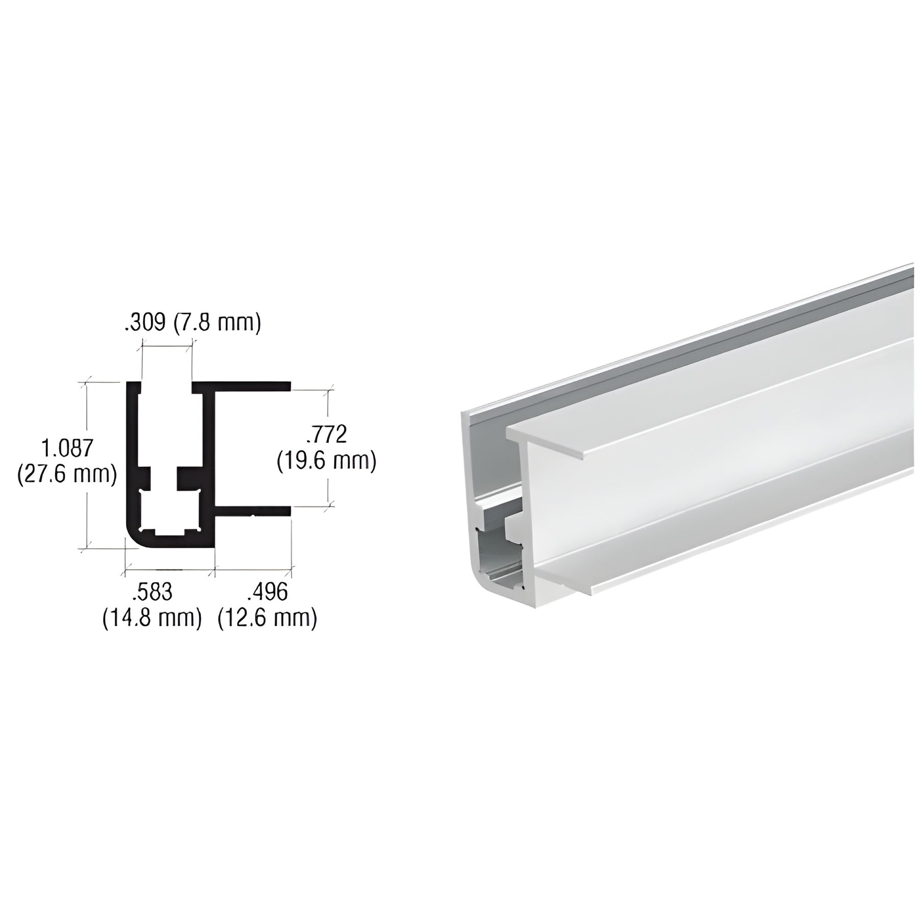 CRL Satin Anodized Front Base Rail Extrusion