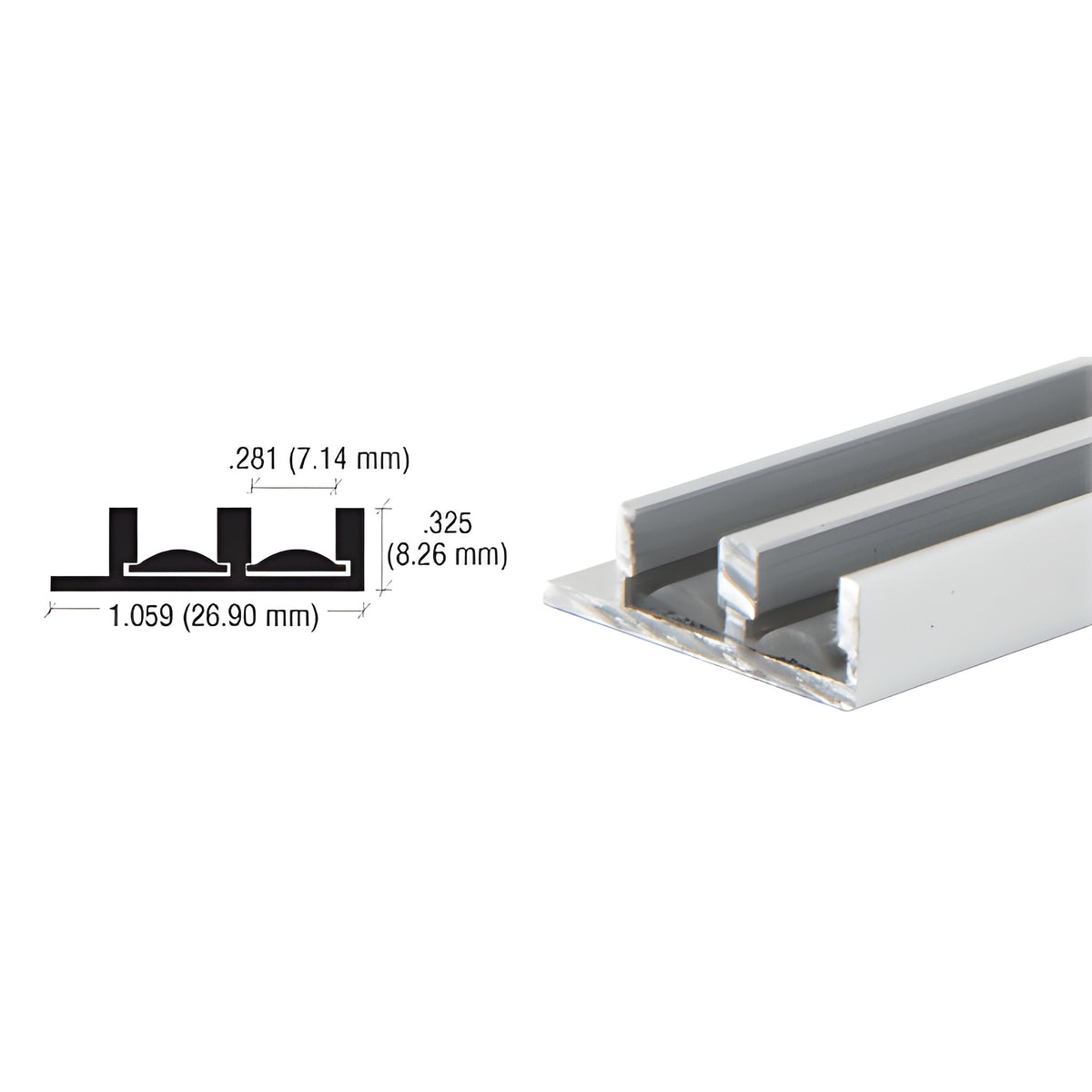 CRL Satin Anodized Lower Track with Fiber Inserts