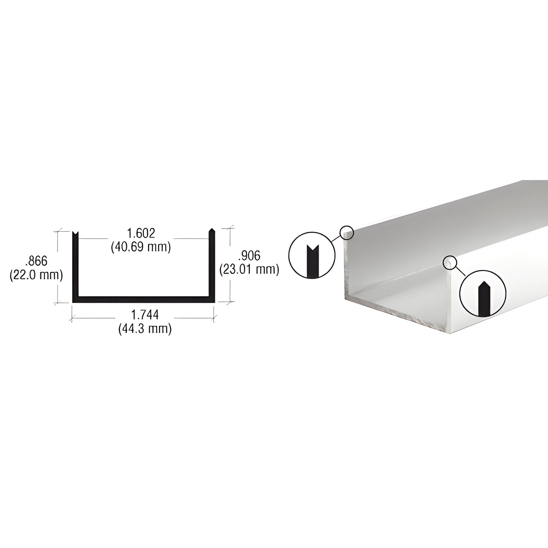 CRL Satin Anodized Mullion Support U-Channel