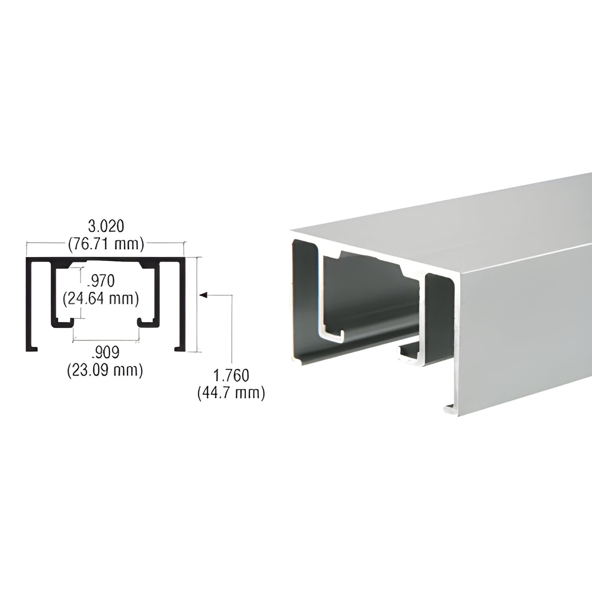 CRL Satin Anodized Overhead Track Extrusion