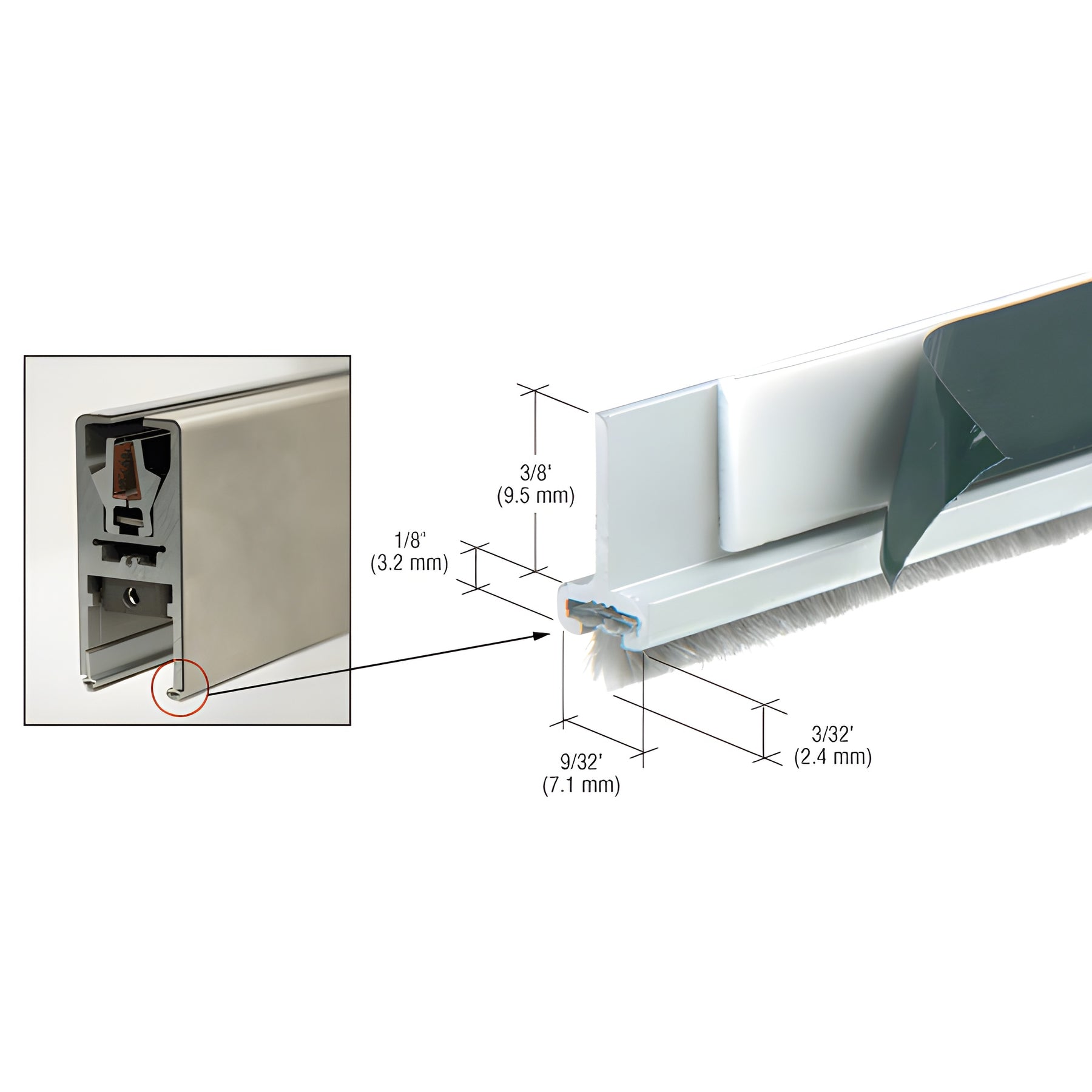 CRL Satin Anodized Pile Weatherstrip for Single Door Rail - Set of 2