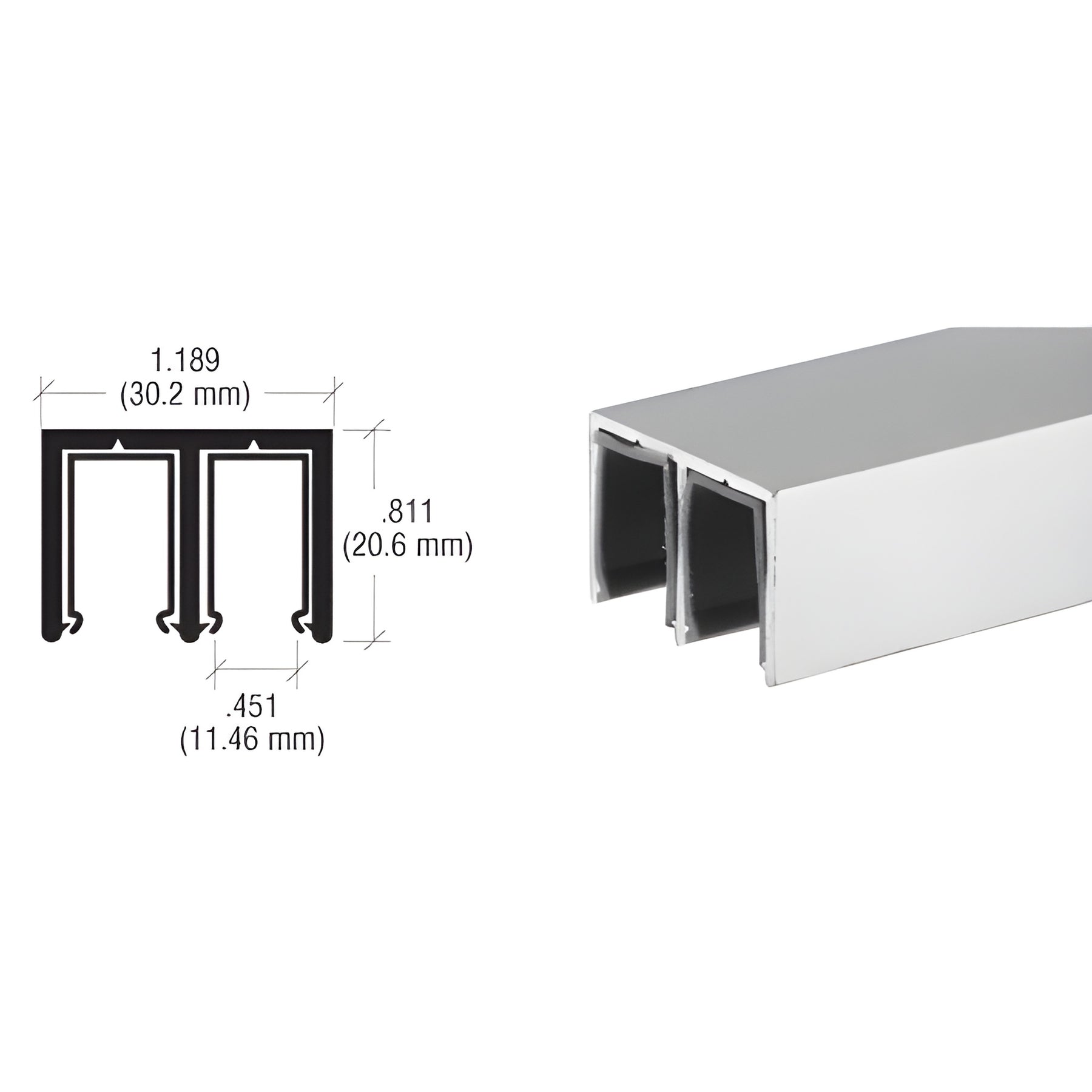 CRL Satin Anodized Plastic Lined Aluminum Upper Channel