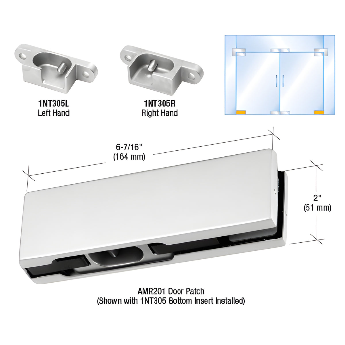 CRL Satin Anodized RH European Bottom Door Patch Fitting