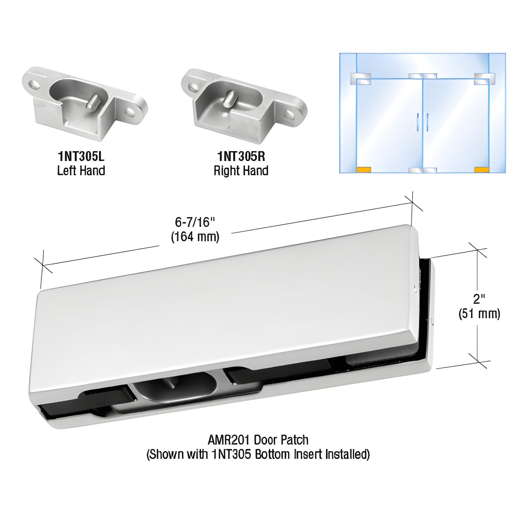 CRL Satin Anodized RH North American Bottom Door Patch Fitting