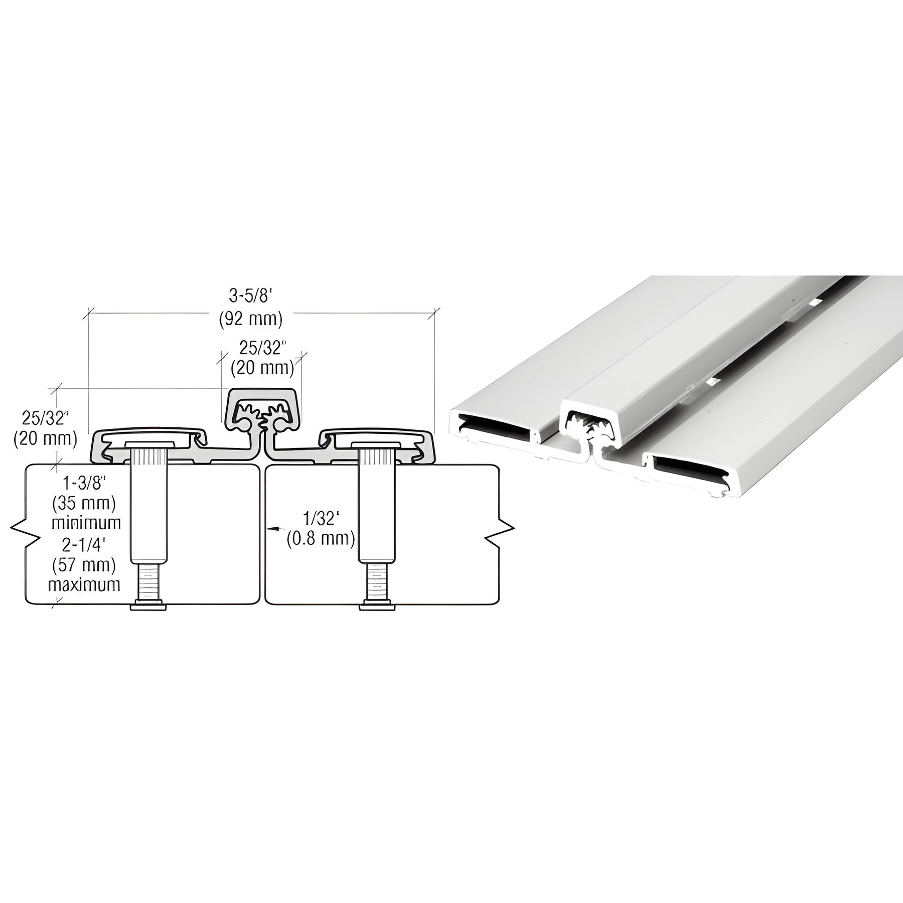 CRL Satin Anodized Roton® 057HD Series 83" Heavy-Duty Full Surface Hinge