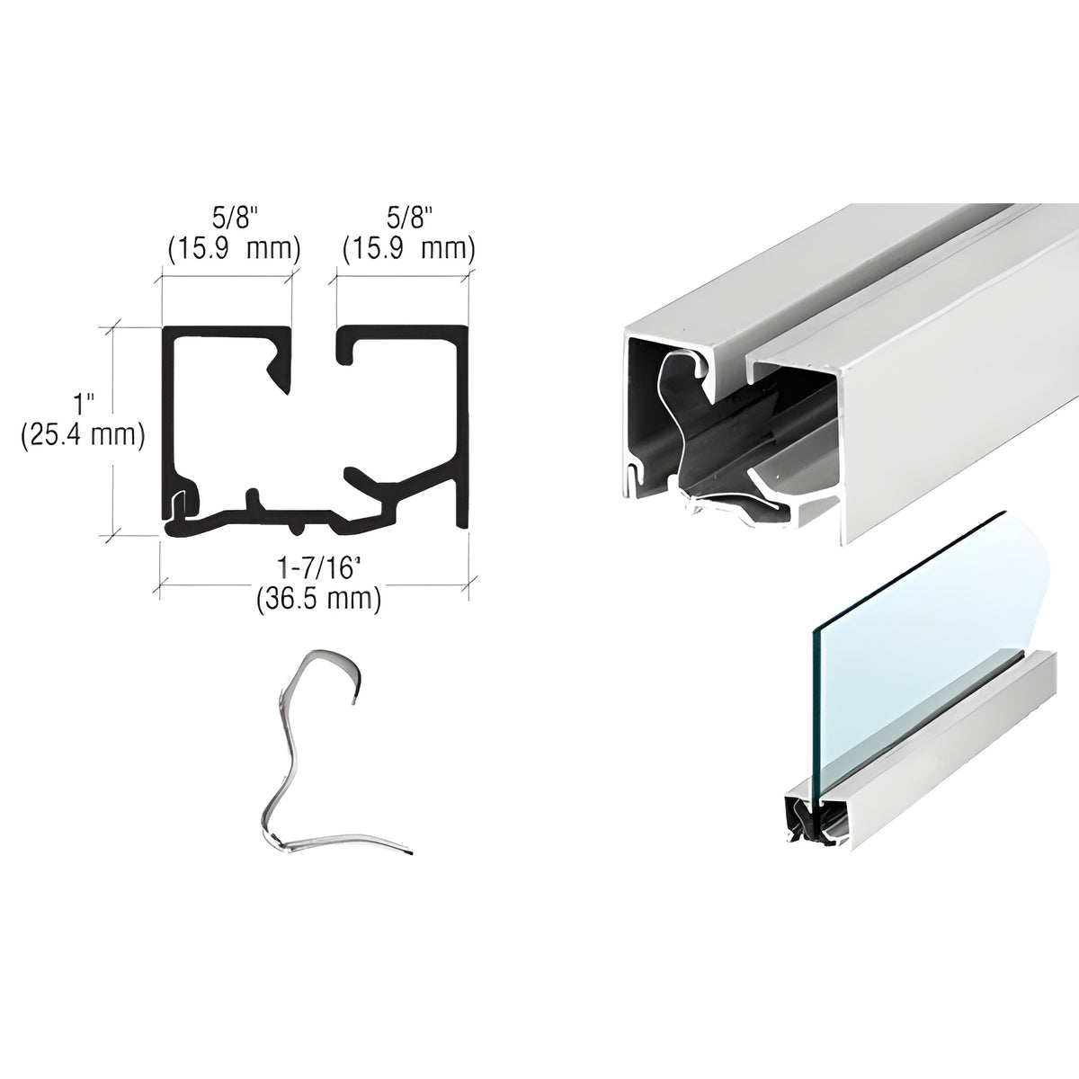 CRL Satin Anodized Snap-In Sash with Clips - 12'