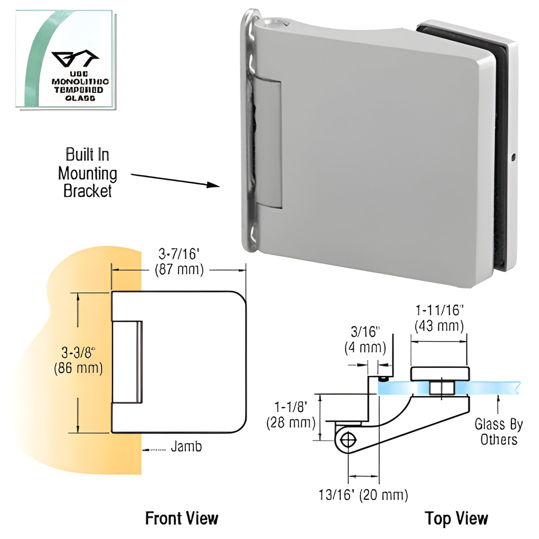 CRL Satin Anodized Sofia Free-Swinging Interior Door Hinge