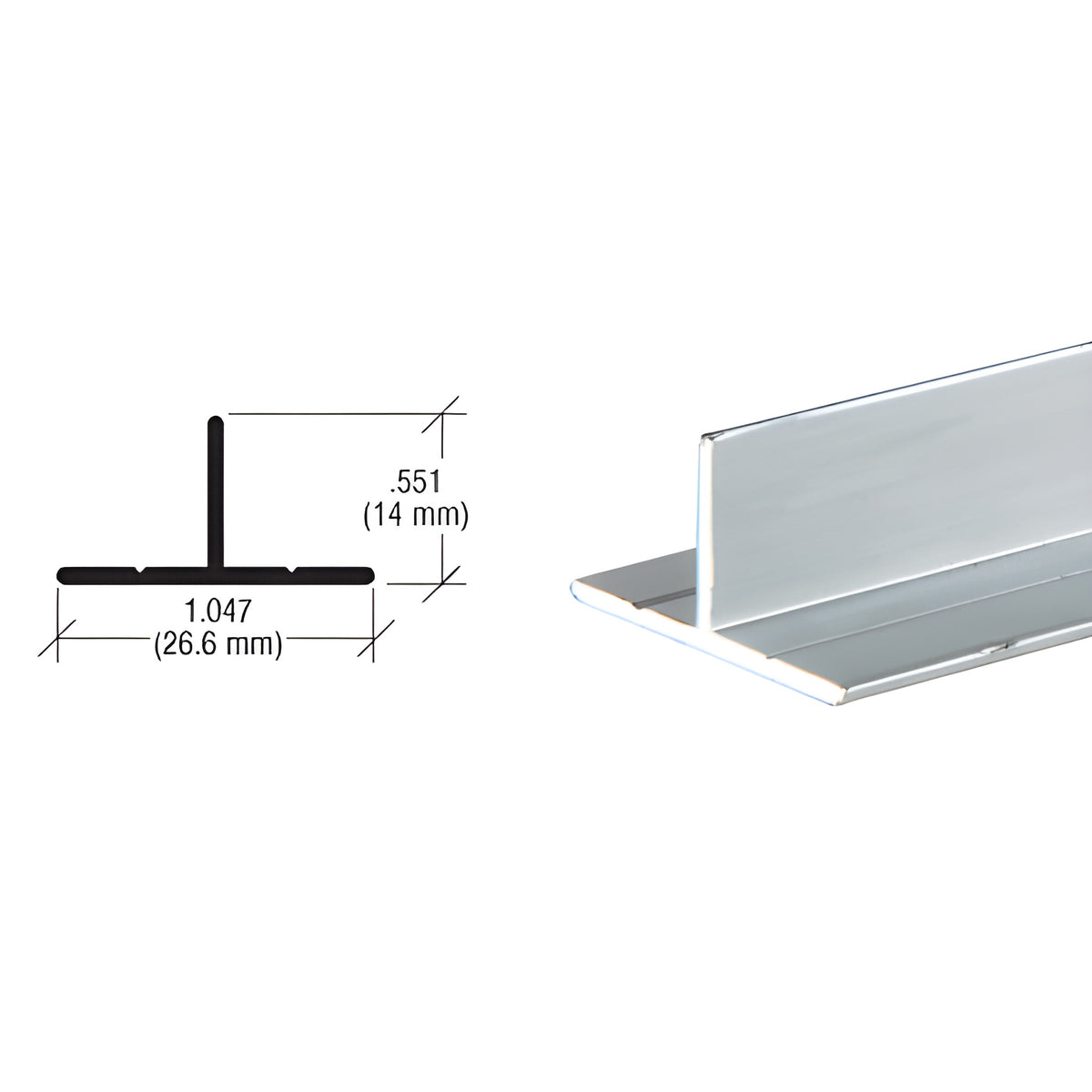 CRL Satin Anodized T-Bar Aluminum Channel