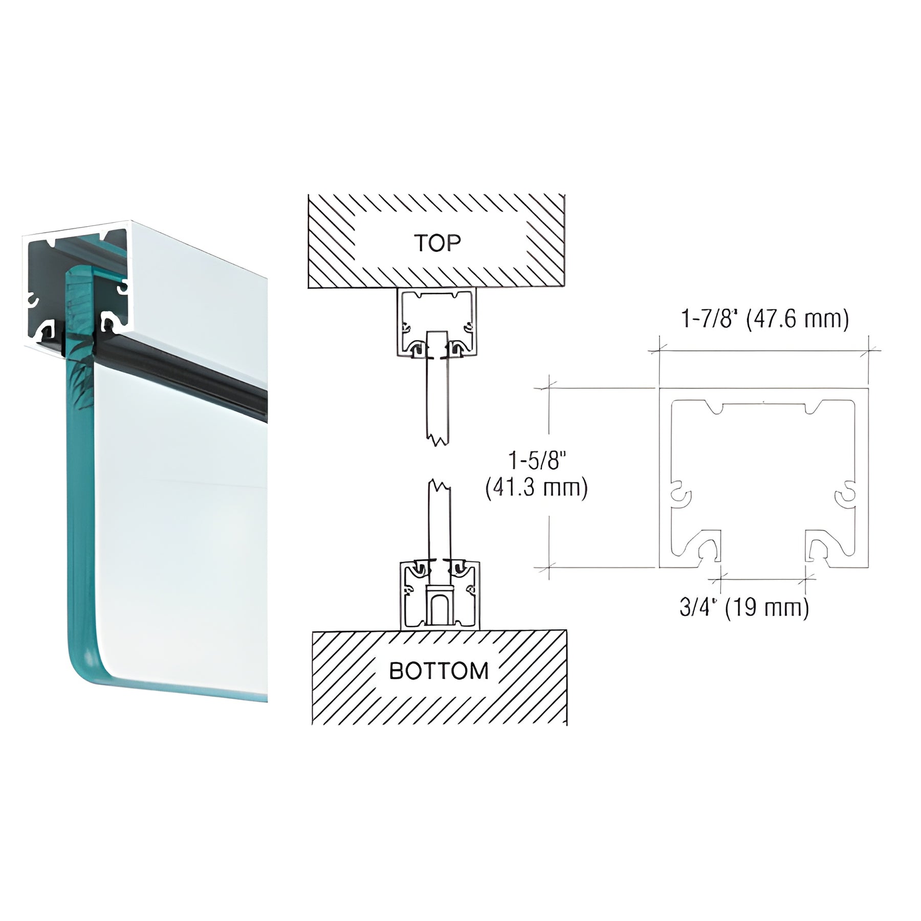 CRL Satin Anodized Wide U-Channel with Top Load Roll-In Glazing Gasket for 3/8" and 1/2" Glass - 120" Length