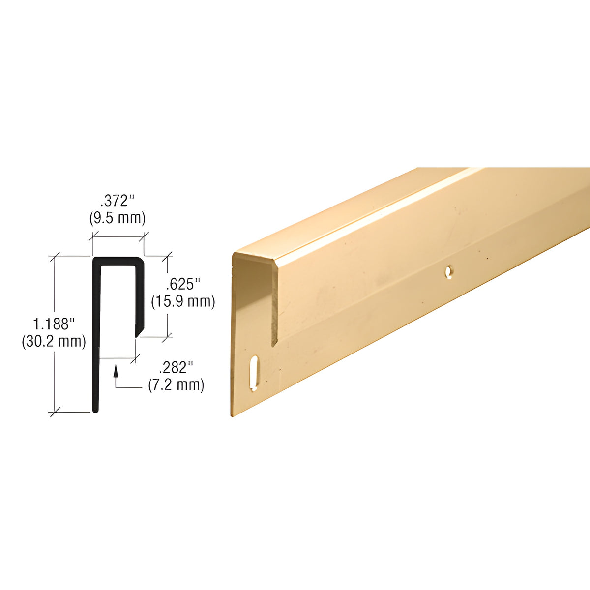 CRL Satin Brass 1/4" Deep Nose Aluminum J-Channel