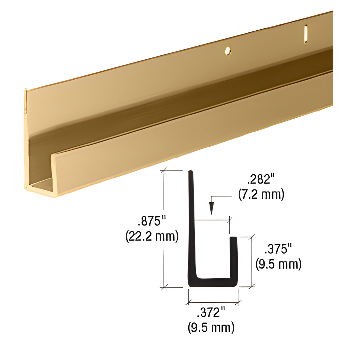 CRL Satin Brass 1/4" Standard Aluminum J-Channel