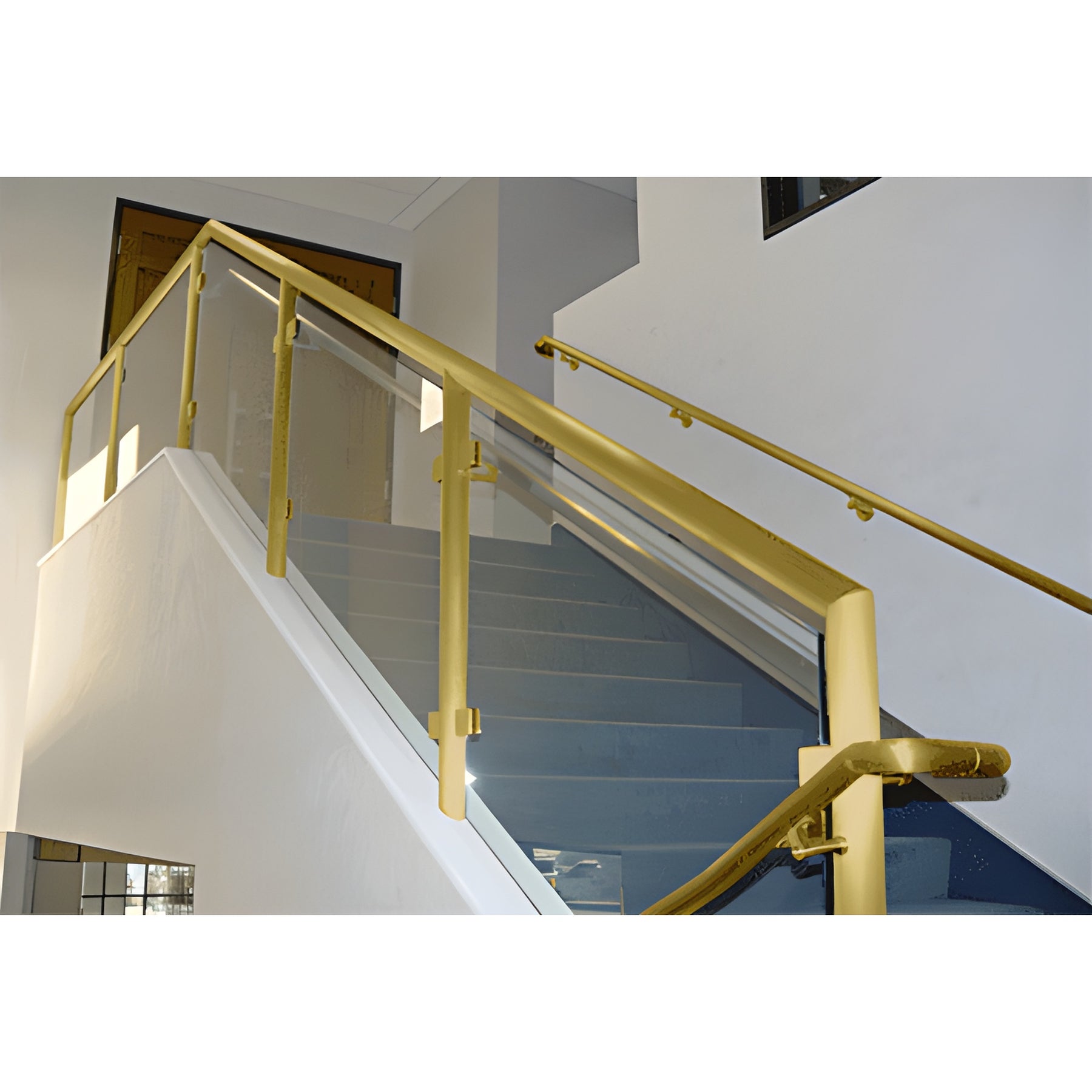 CRL Satin Brass 2" Fabricated Post Railing System for Use With Glass Infill Panels