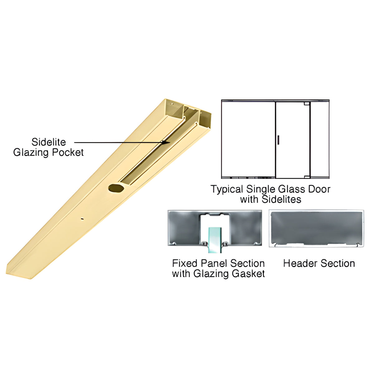 CRL Satin Brass 4" One Pocket Sided Door Header Custom Length
