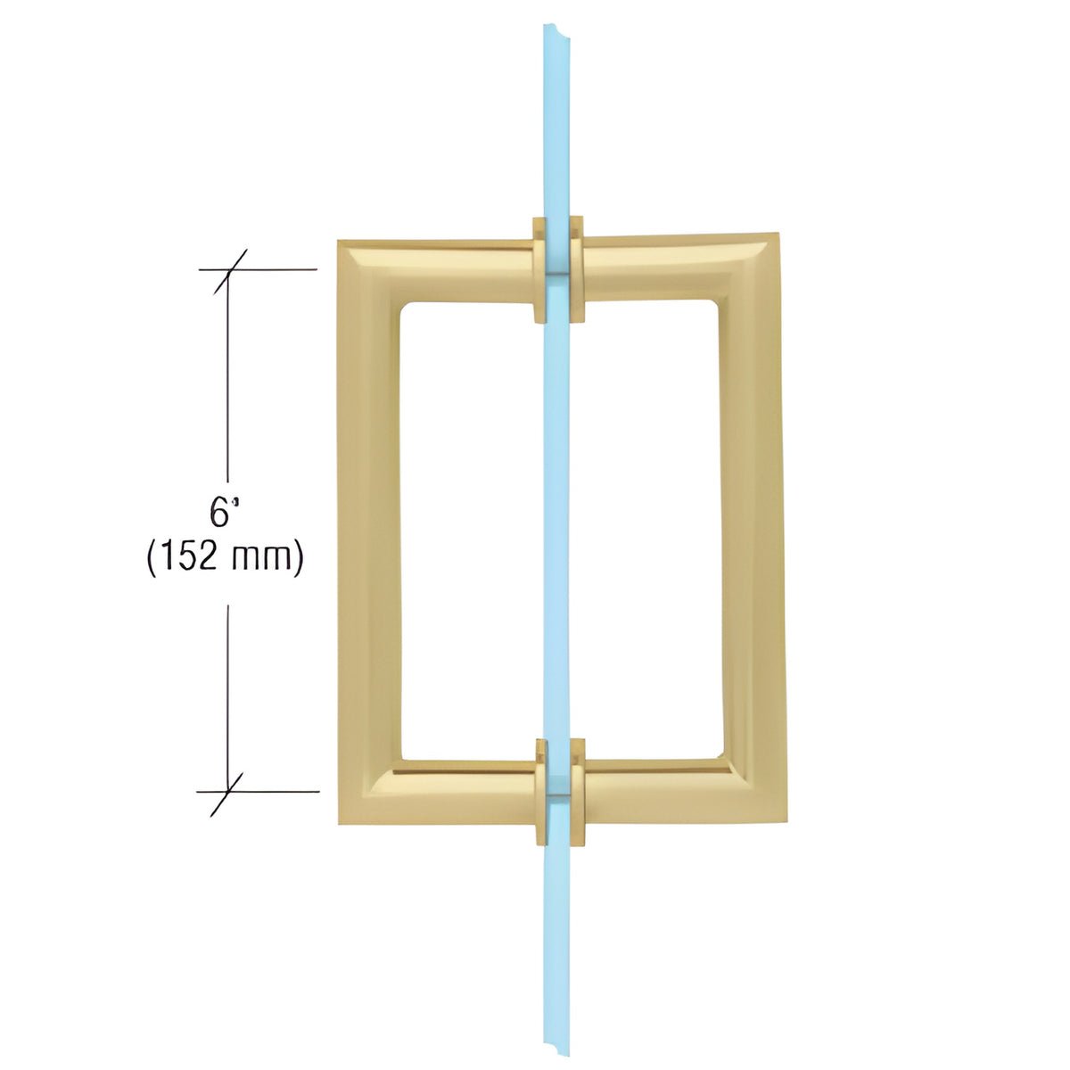 CRL Satin Brass 6" MT Series Round Tubing Mitered Corner Back-to-Back Pull Handle