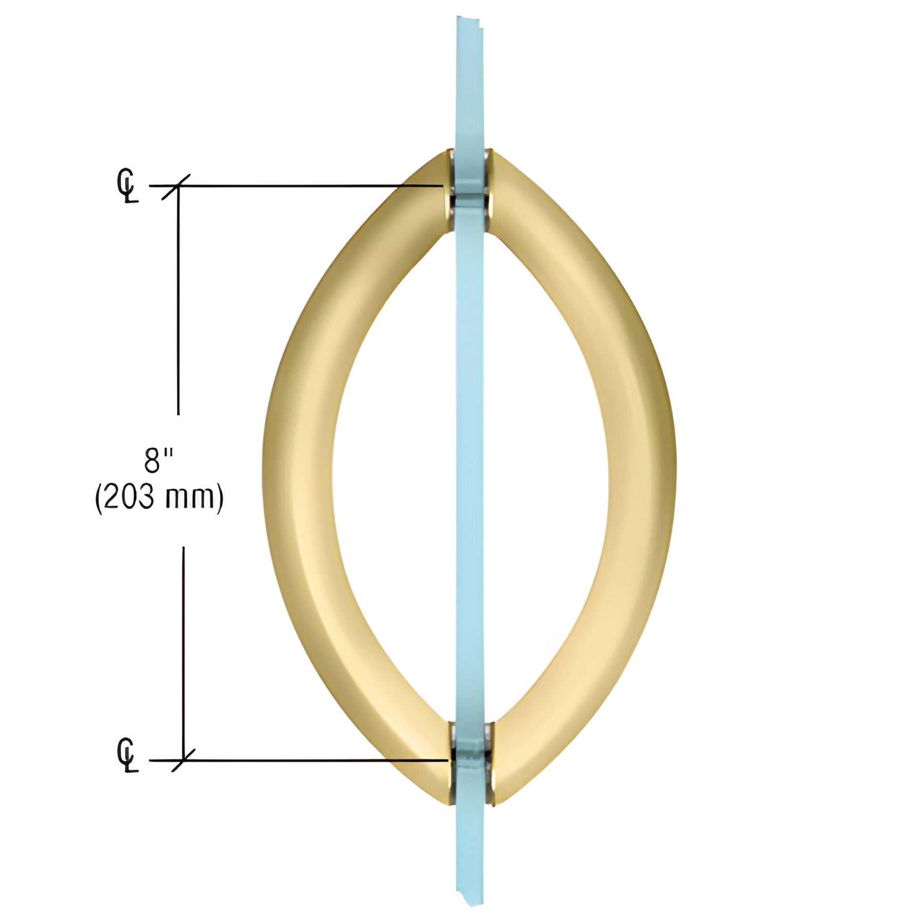 CRL Satin Brass 8" Crescent Style Back-to-Back Pull Handles Without Metal Washers