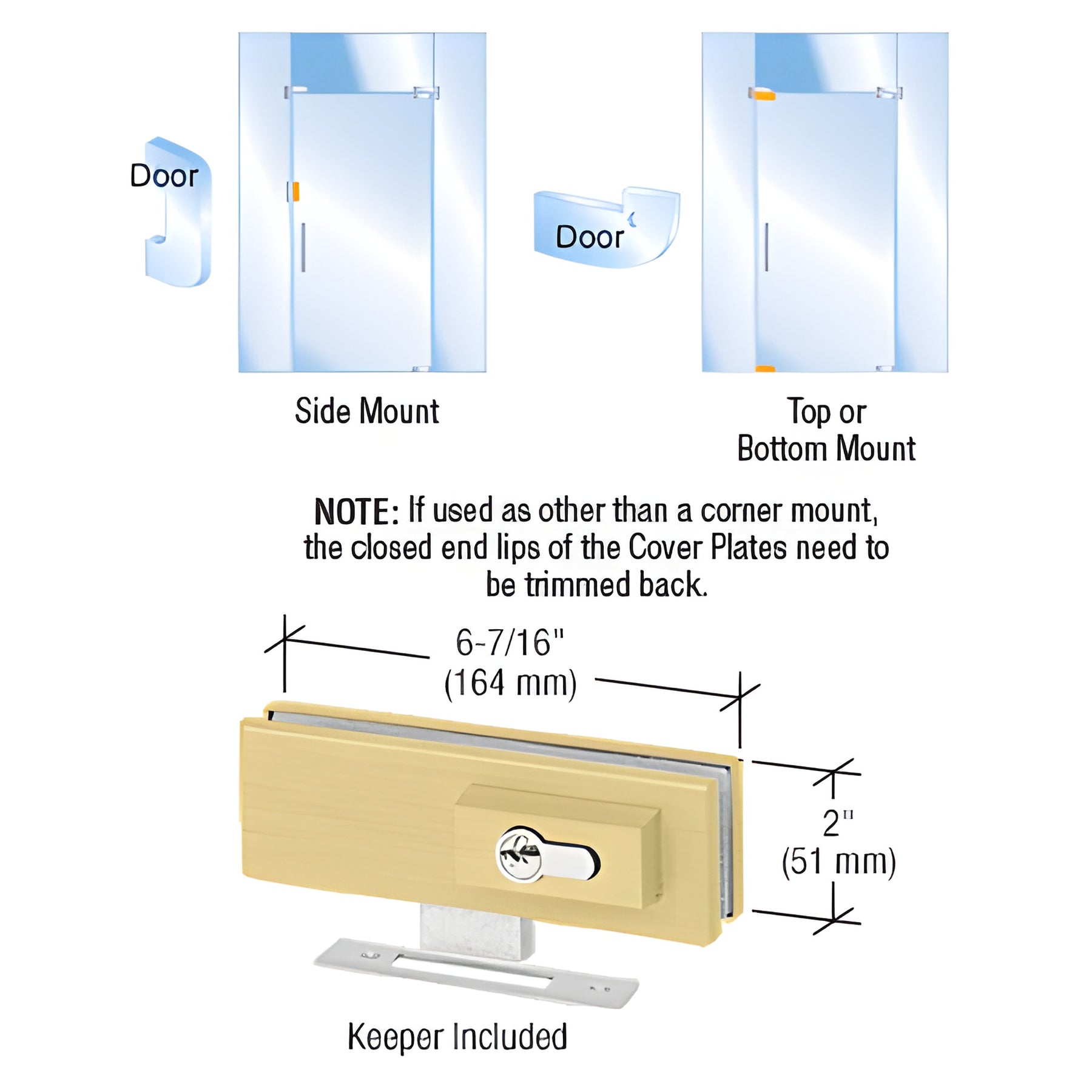 CRL Satin Brass EUR Series Complete Patch Lock Including Cylinder