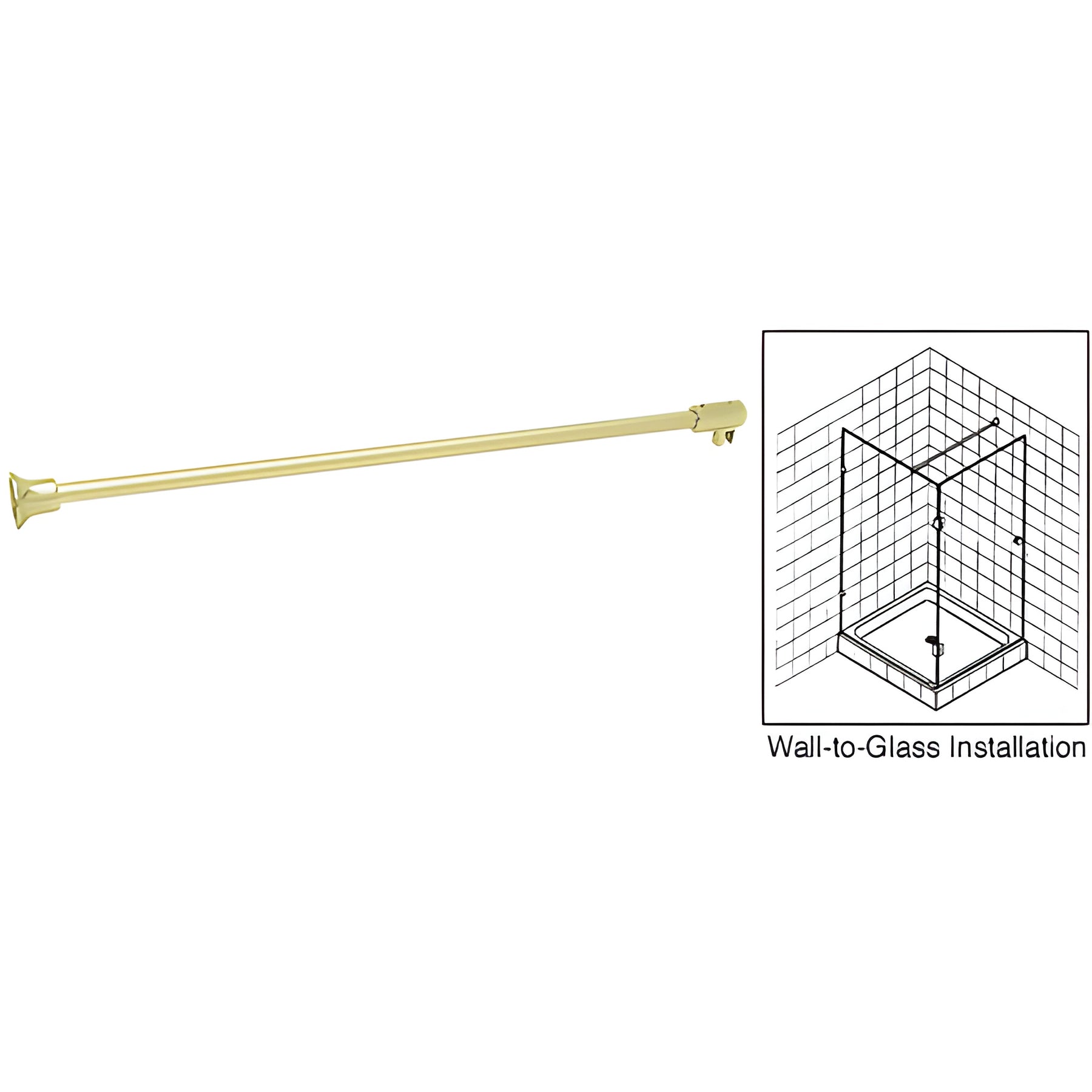 CRL Satin Brass Frameless Shower Door Fixed Panel Wall-To-Glass Support Bar for 1/4" to 5/16" Thick Glass