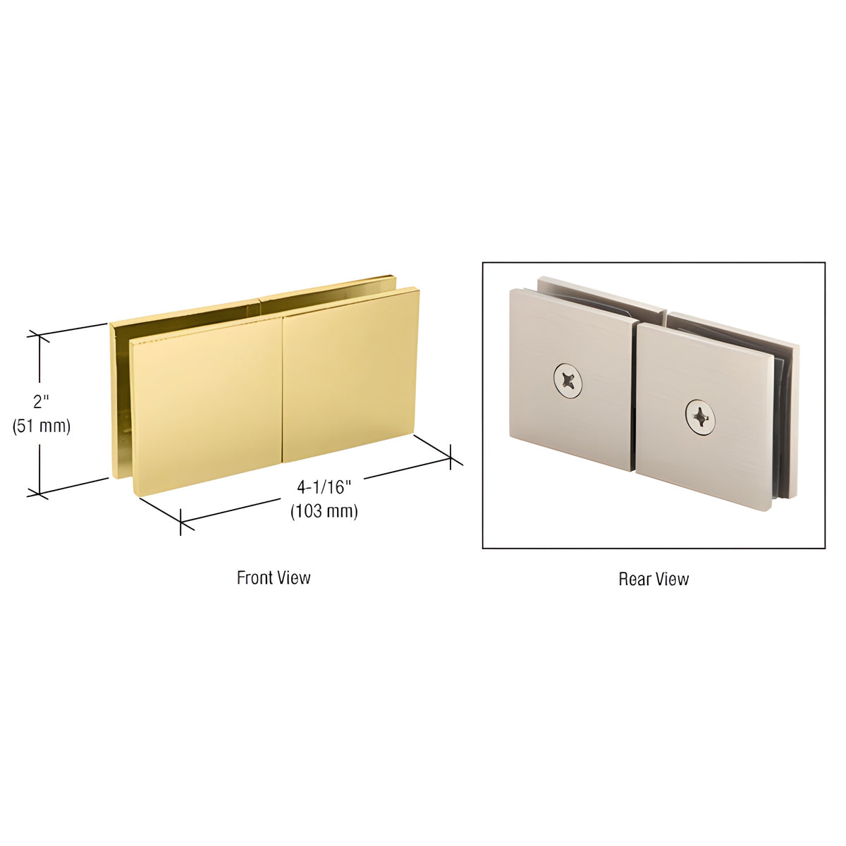 CRL Satin Brass Square 180 Degree Glass-to-Glass Movable Transom Clamp