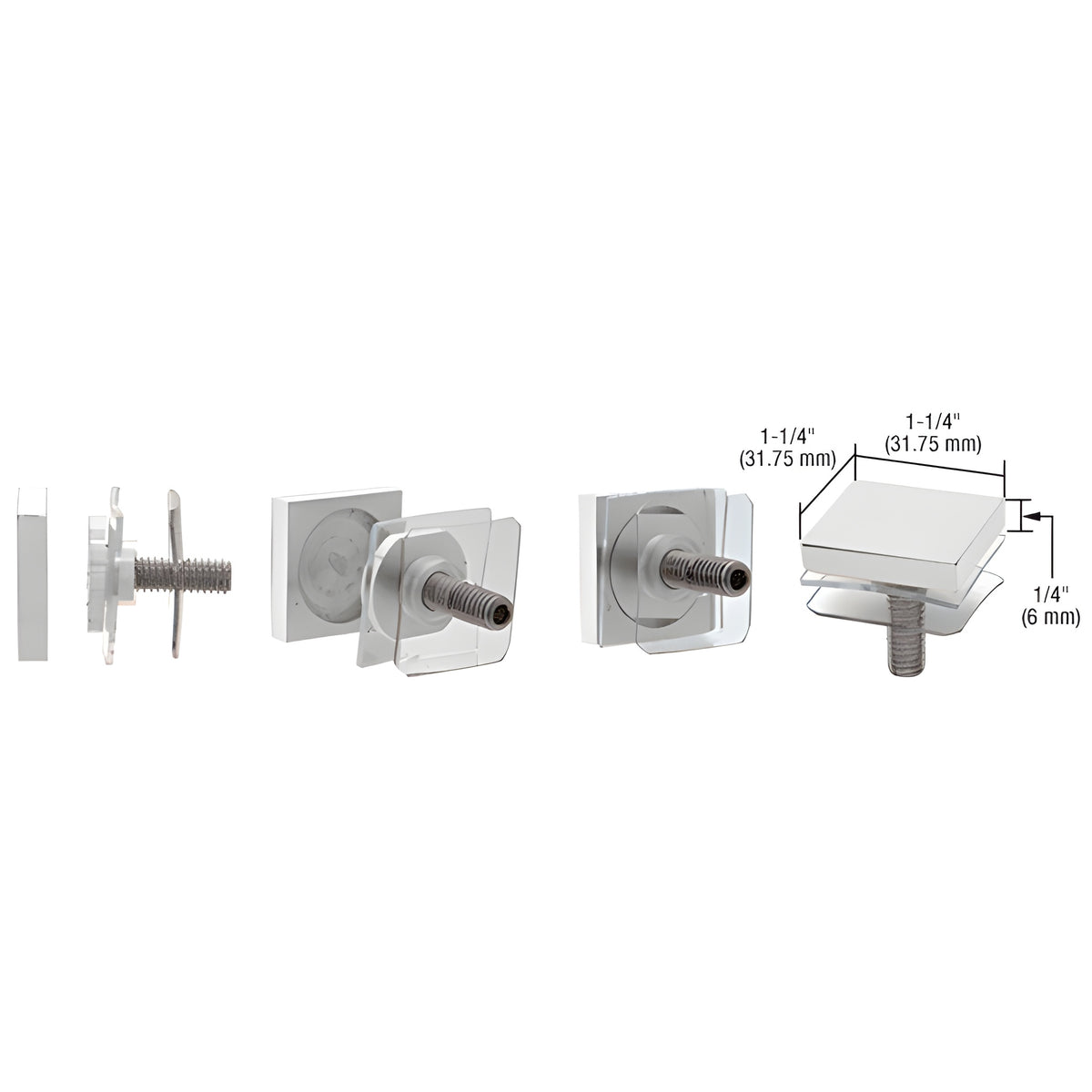 CRL Satin Chrome 1-1/4" Square Standoff Cap