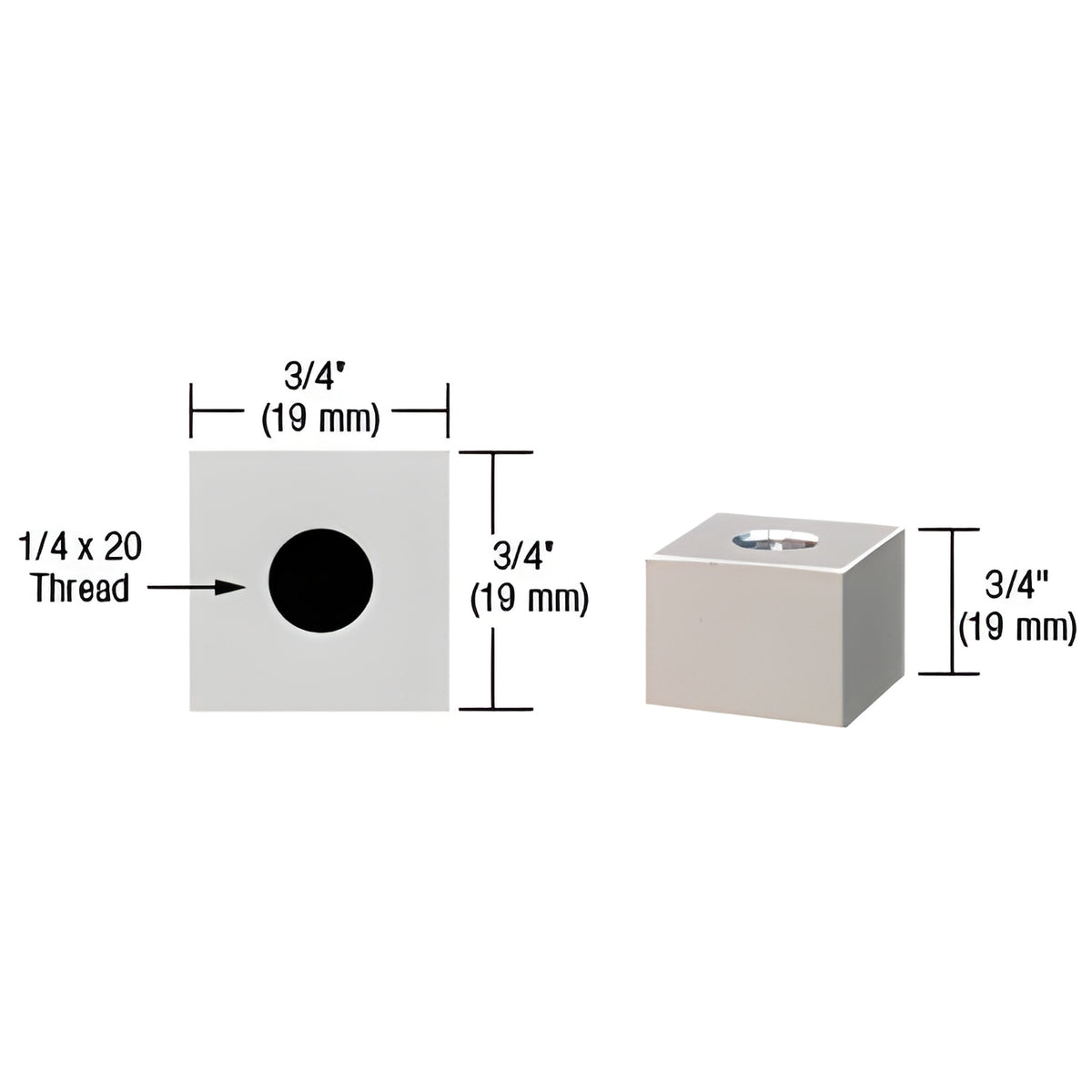 CRL Satin Chrome 3/4" Square Standoff Base 3/4" Long