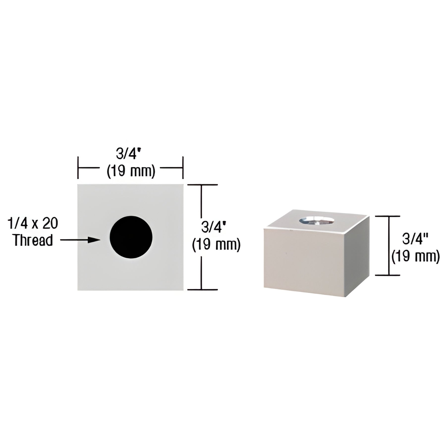 CRL Satin Chrome 3/4" Square Standoff Base 3/4" Long