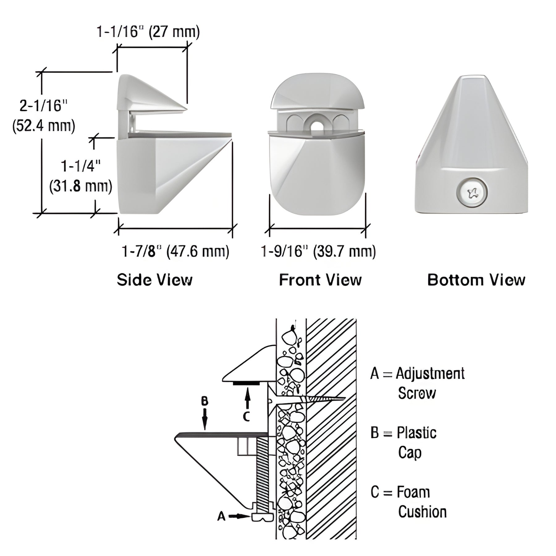 CRL Satin Chrome Adjustable Shelf Clamp